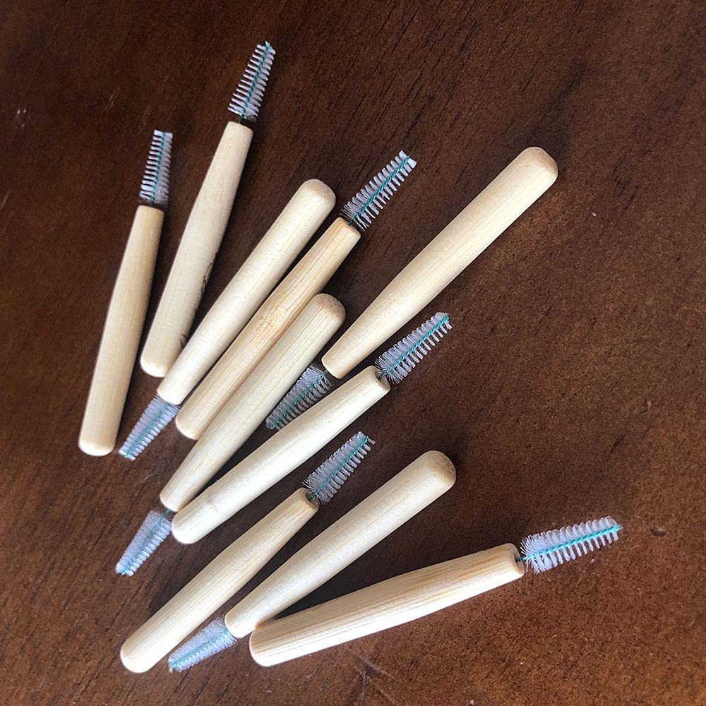 N Noble One/30pcs Interdental Brush Between Teeth Gum Dental Floss Picks with Bamboo Handle for Oral