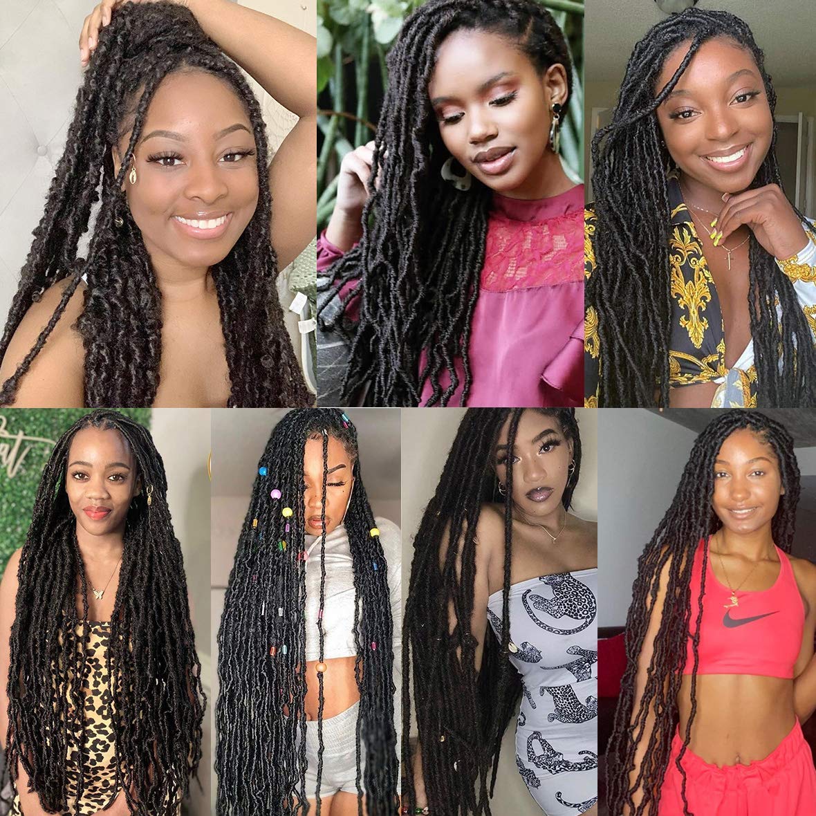 24 Inch Nu Faux Locs Crochet Hair 6 Packs Pre-looped Goddess Locs Curly Extended Soft Locs Braiding 