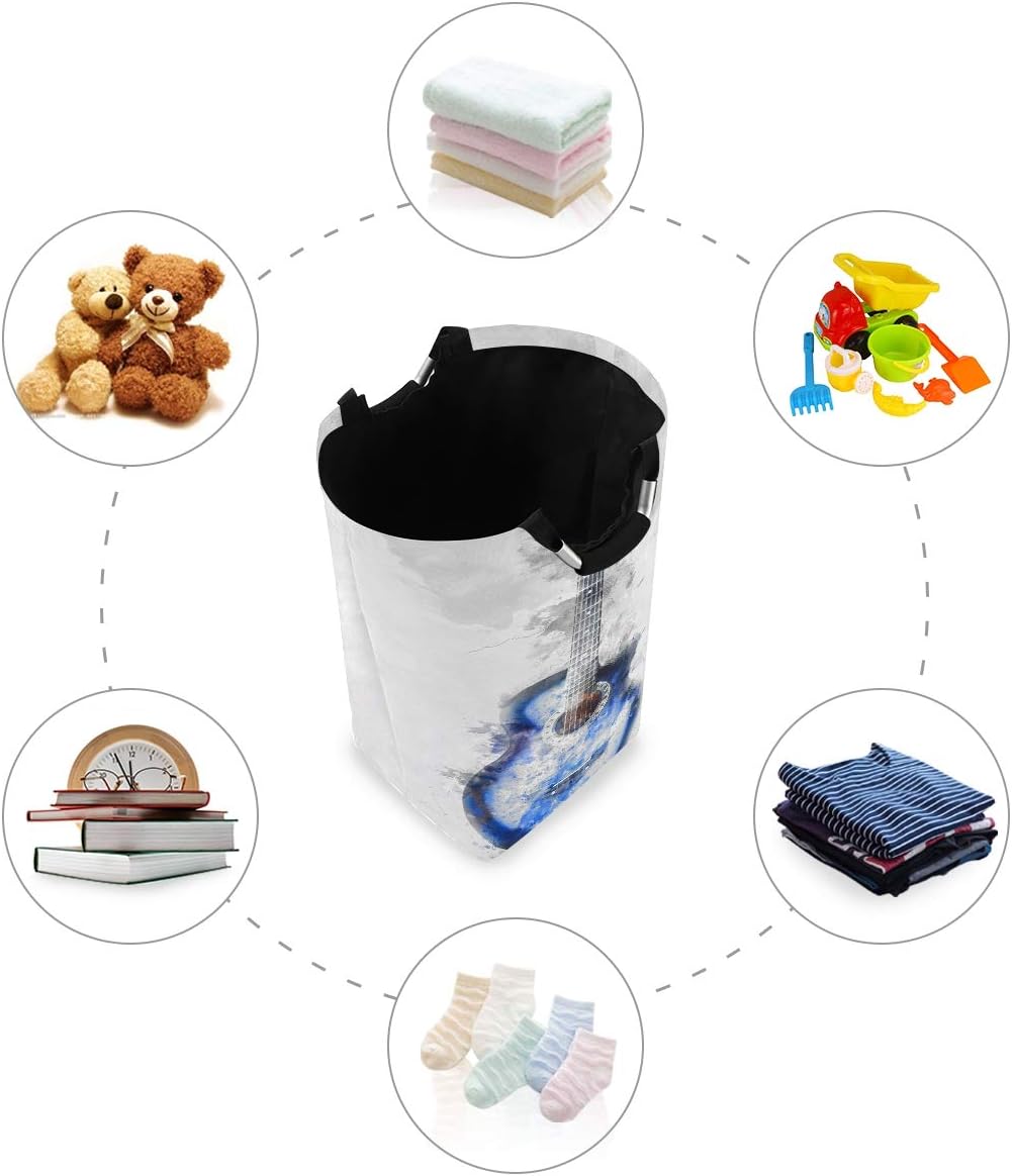 Bardic Collapsible Laundry Basket with Handle Abstract Guitar Portable Foldable Laundry Hamper Holde