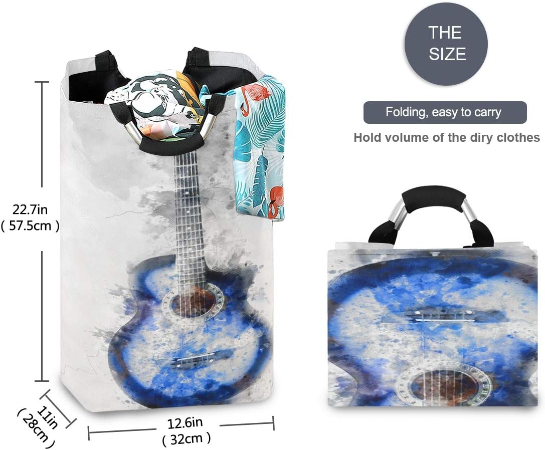 Bardic Collapsible Laundry Basket with Handle Abstract Guitar Portable Foldable Laundry Hamper Holde