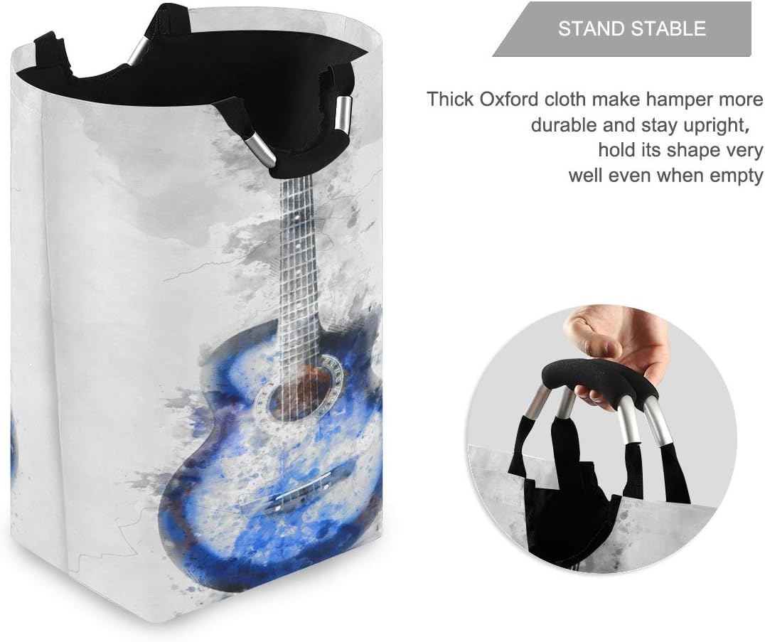 Bardic Collapsible Laundry Basket with Handle Abstract Guitar Portable Foldable Laundry Hamper Holde