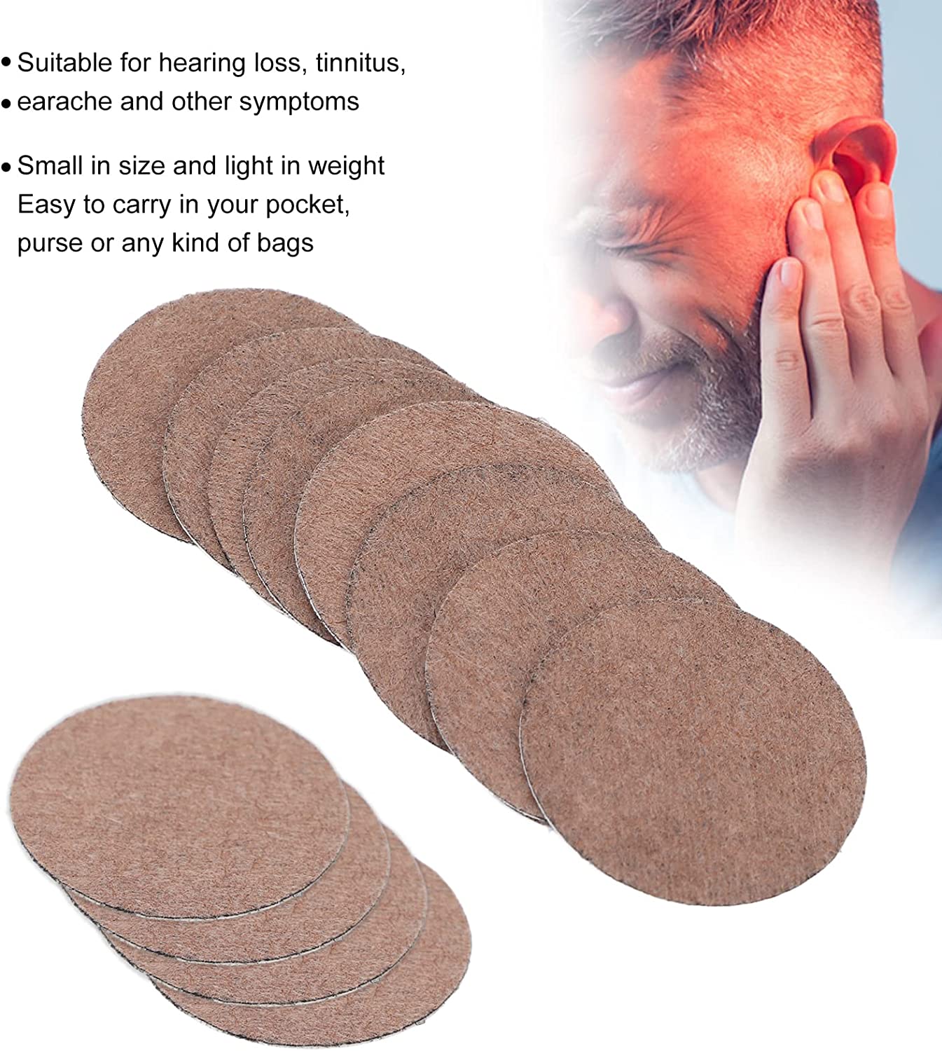 12pcs Tinnitus Relief Patch, Ear Health Care Patch Relieve Ear Pain Improve Hearing Loss Tinnitus Pa