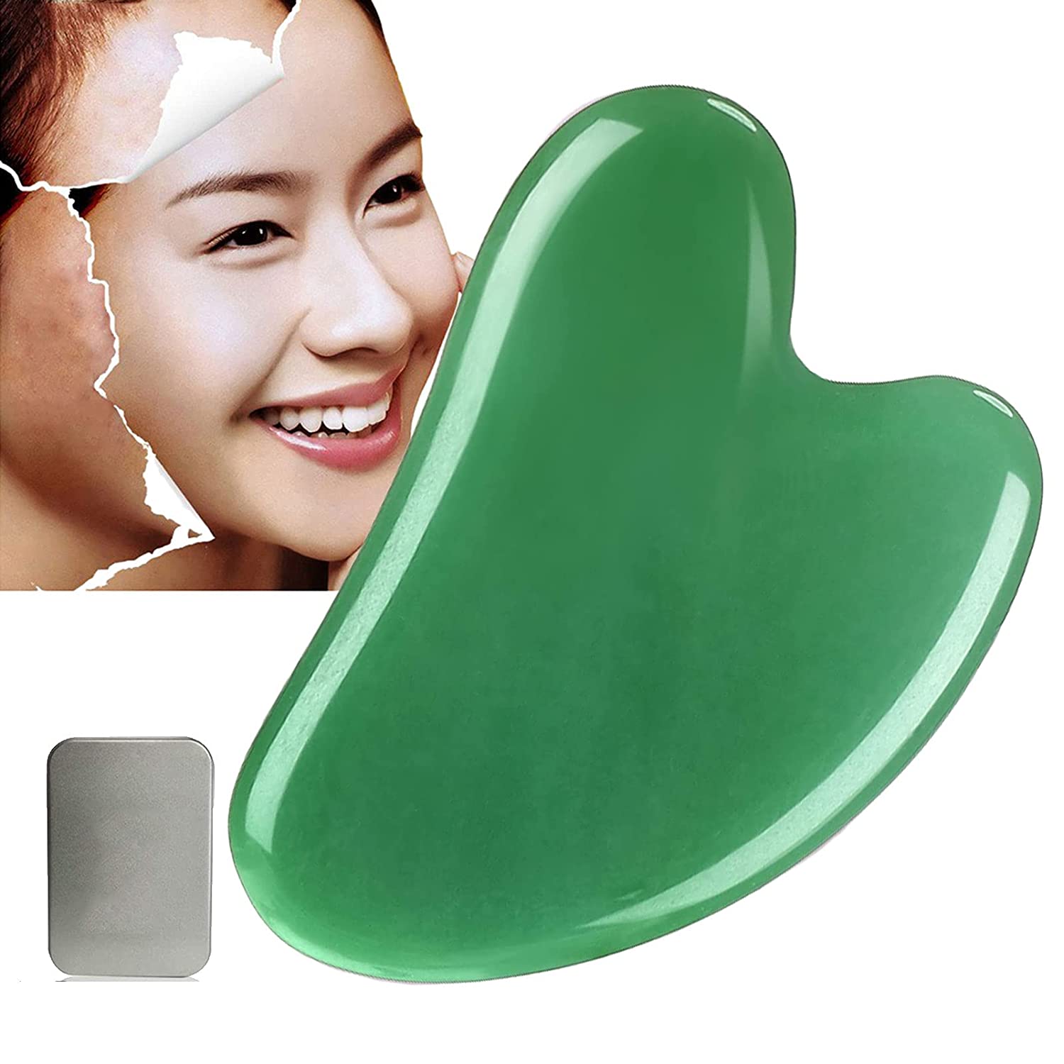 HE&DONG Gua Sha Massage Tool For Facial Beauty Pink Natural Jade Gua Sha Stone Massage Tool For Musc