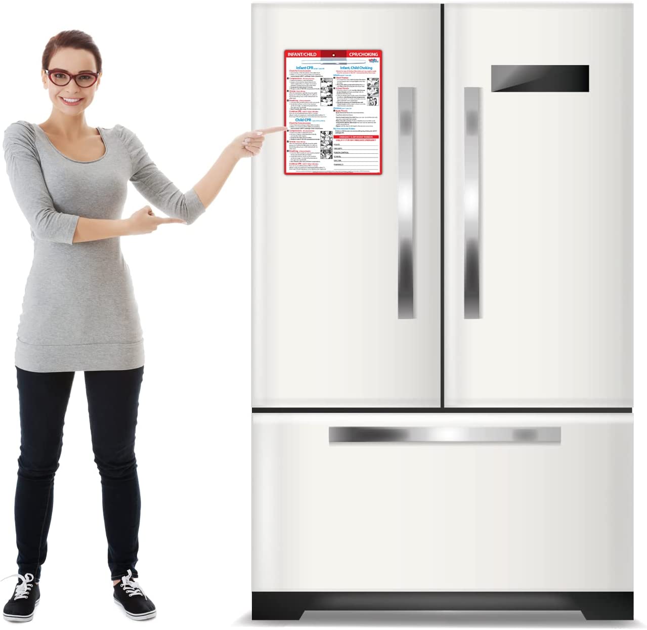 Infant and Child CPR and Choking Magnet - First Aid Quick Reference Card for Children - Emergency Ph