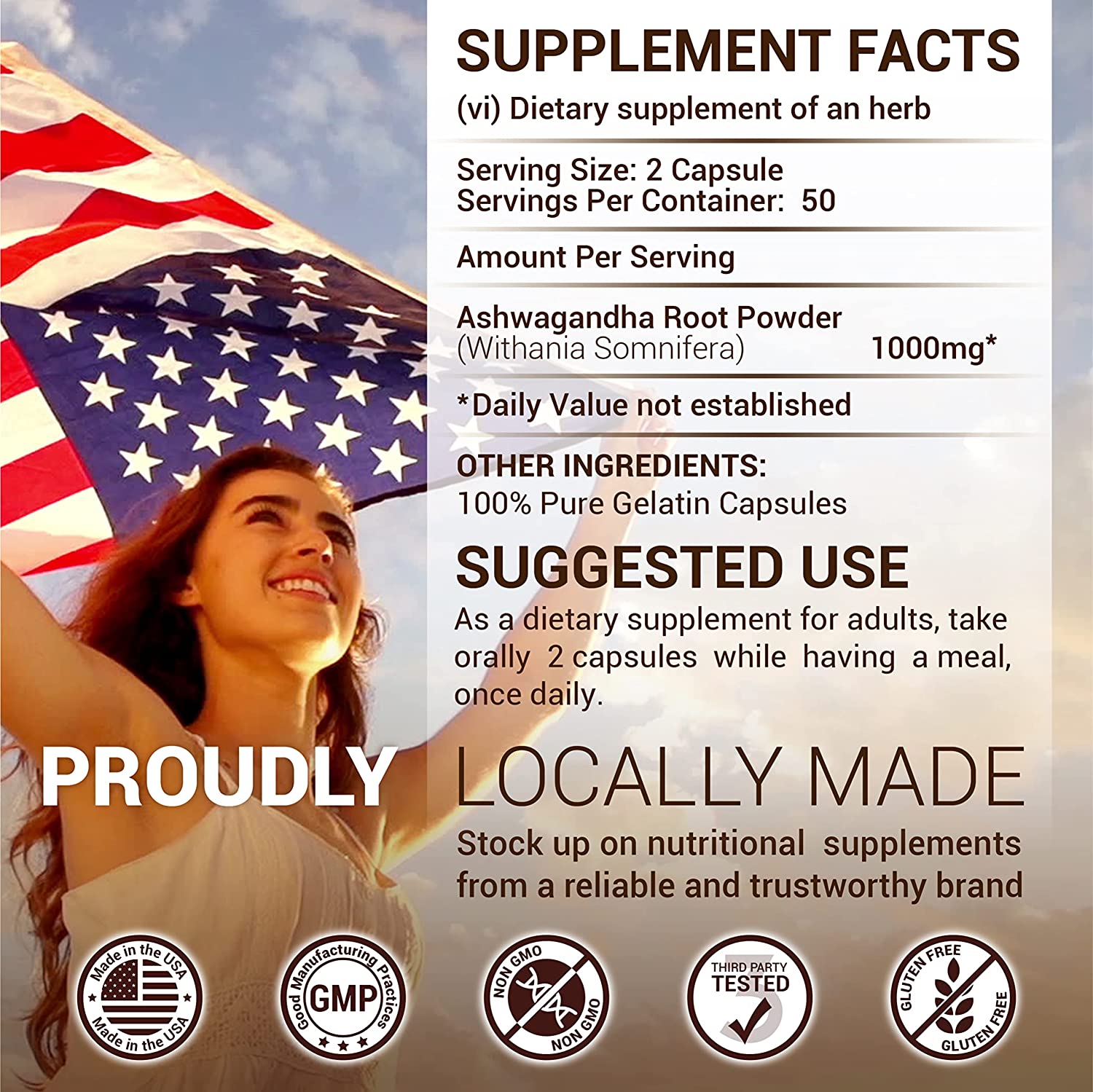 HERBALICIOUS Ashwagandha Supplement - Natural Withania Somnifera Root Capsules - Natural Stress Reli