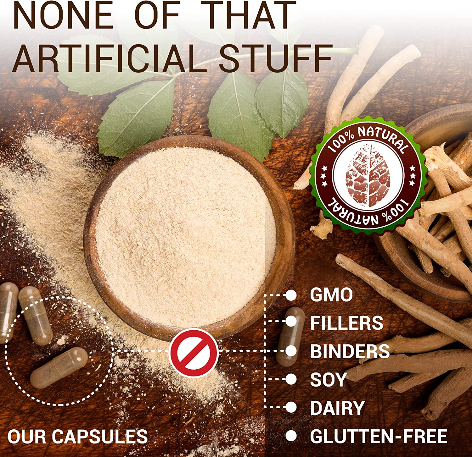 HERBALICIOUS Ashwagandha Supplement - Natural Withania Somnifera Root Capsules - Natural Stress Reli