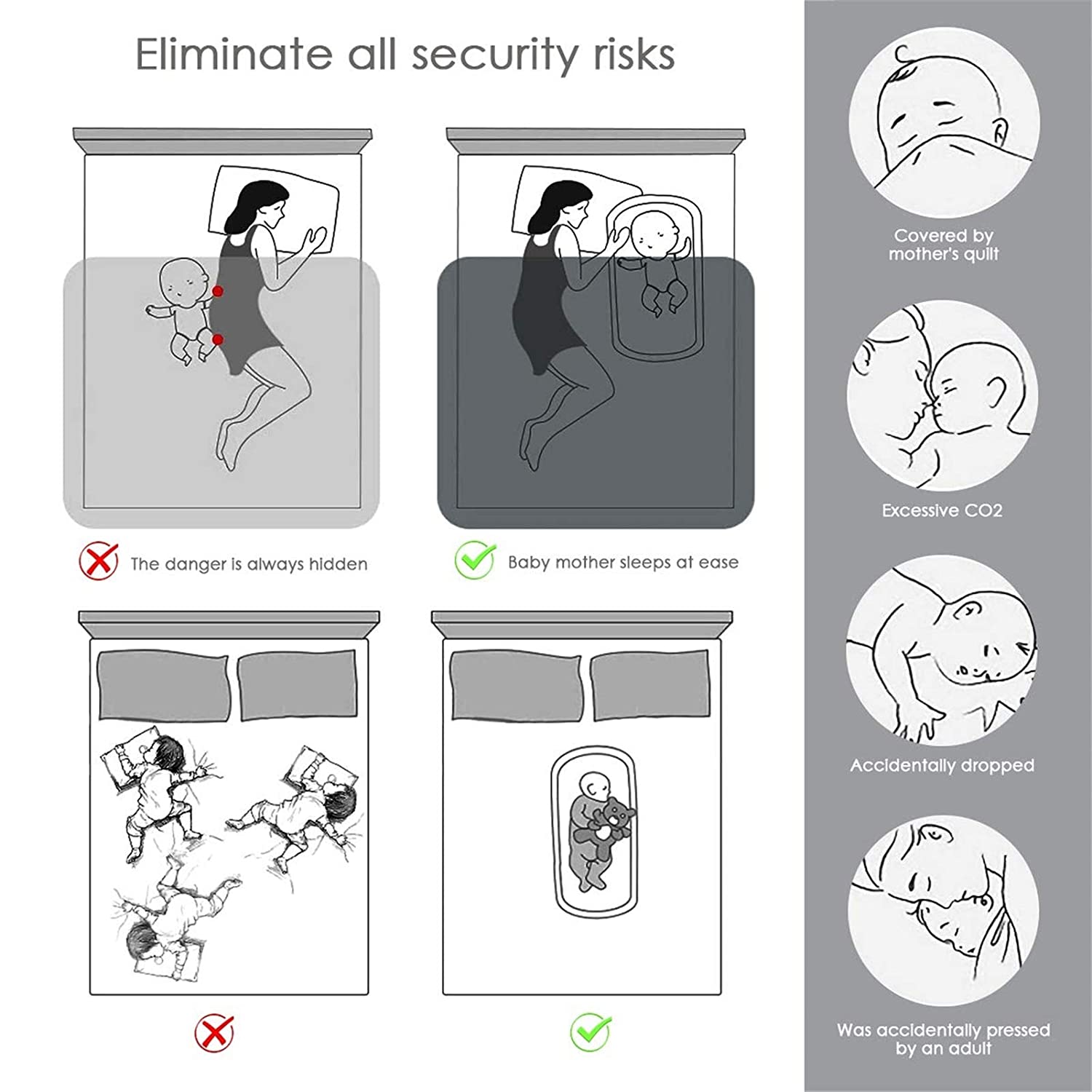 ABREEZE Baby Nest Baby Lounger Co-Sleeping Newborn Lounger Breathable Cotton Crib Bassinet Machine W