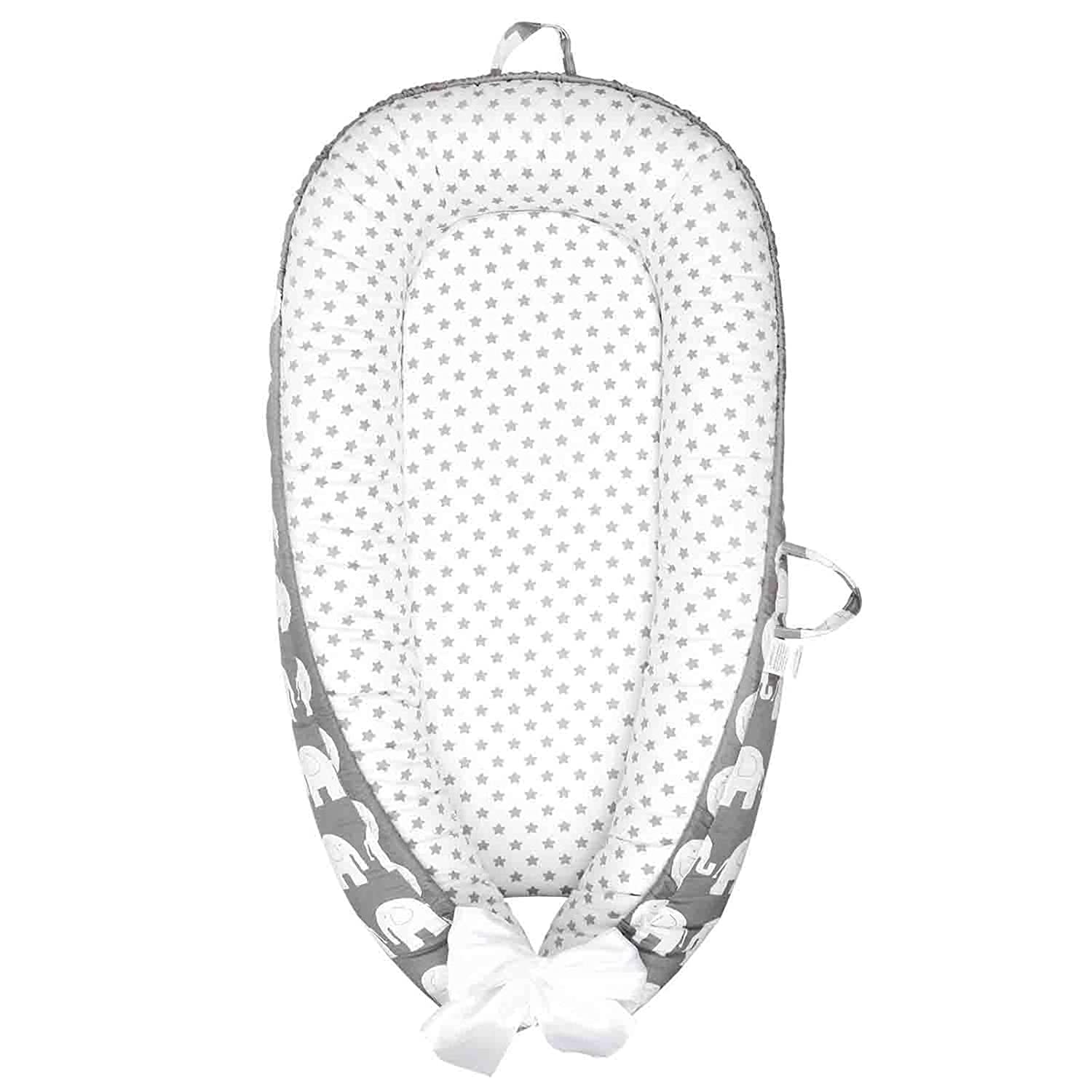 ABREEZE Baby Nest Baby Lounger Co-Sleeping Newborn Lounger Breathable Cotton Crib Bassinet Machine W