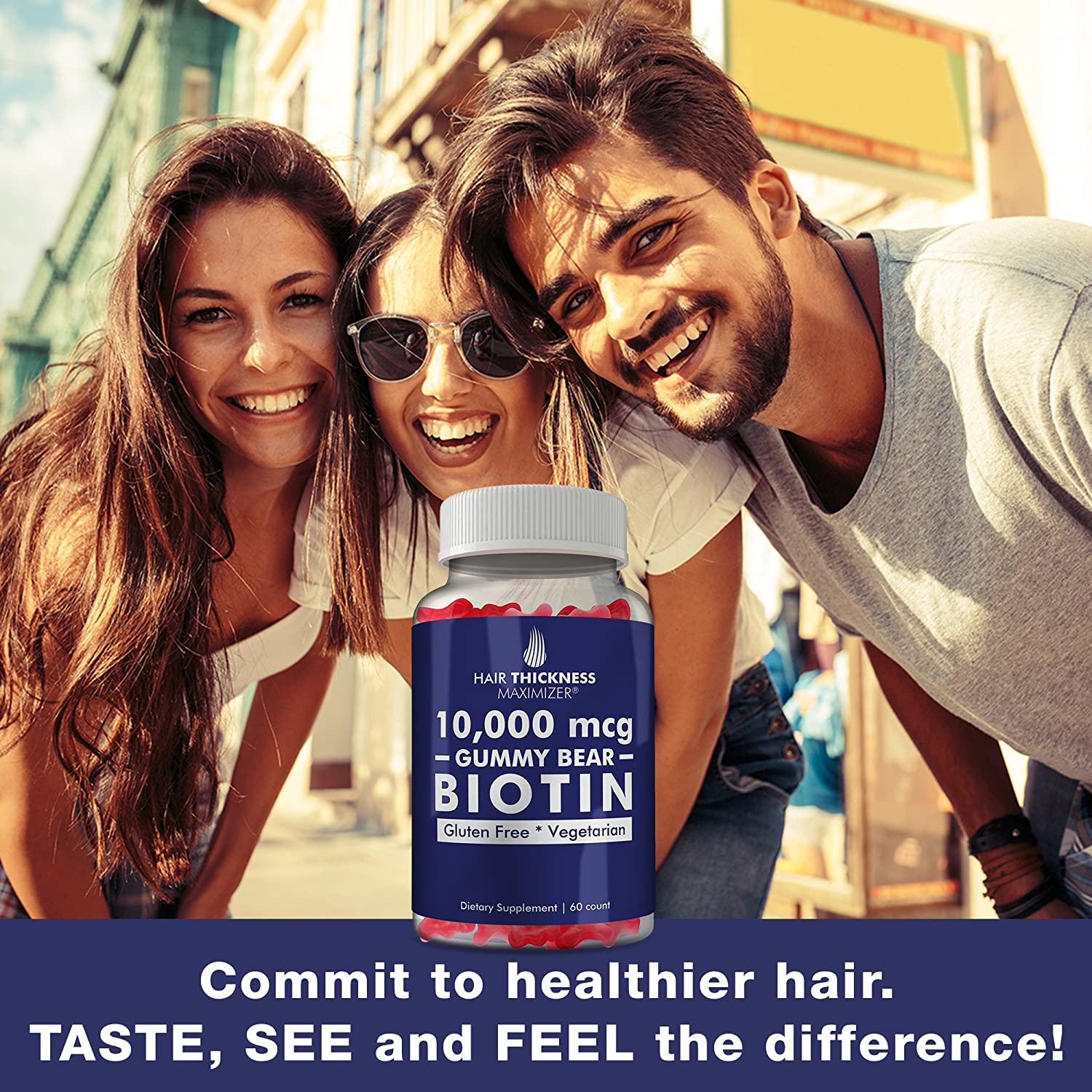 Biotin 10000 mcg Gummies by Hair Thickness Maximizer | Vegetarian, Gluten Free. 10000mcg Natural Gum