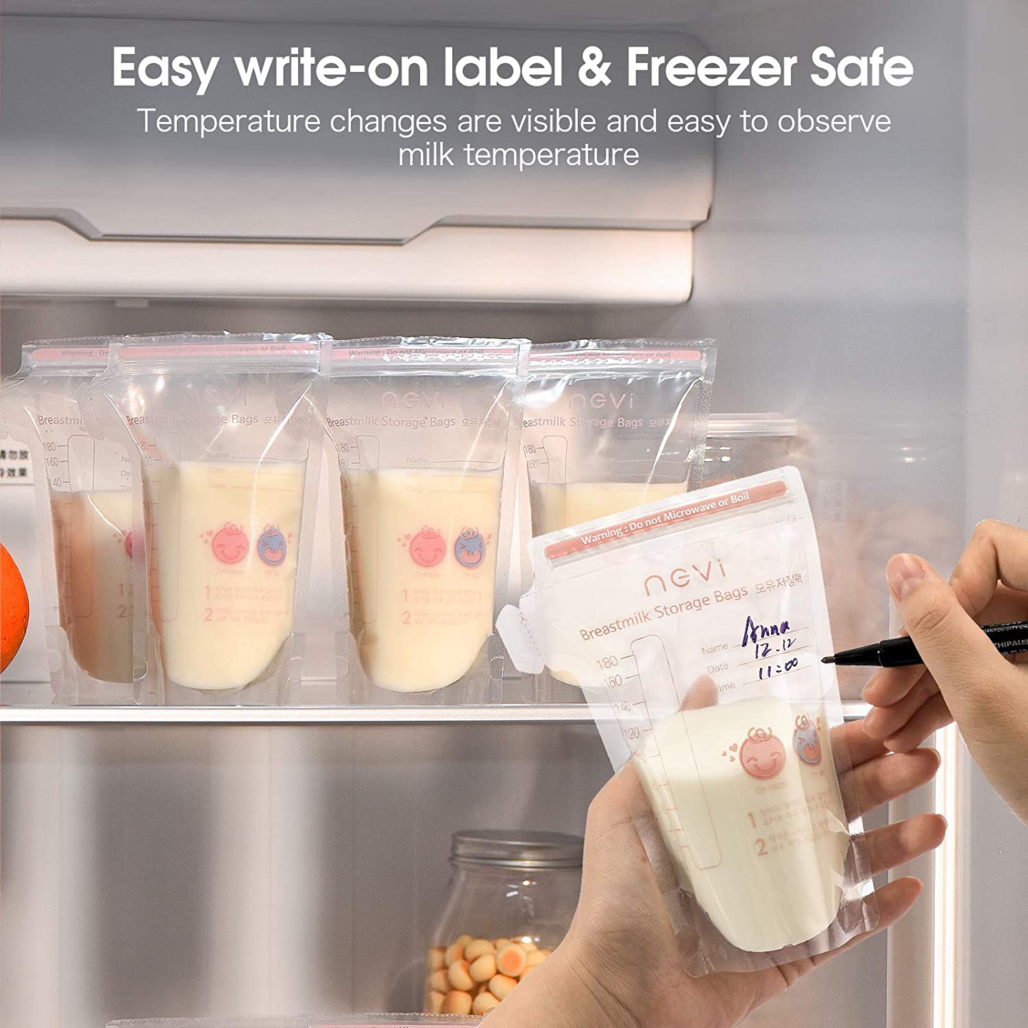 NCVI Breastmilk Storage Bags-Milk Freezer Bags for Long Term Breastfeeding Storage,with Temperature 