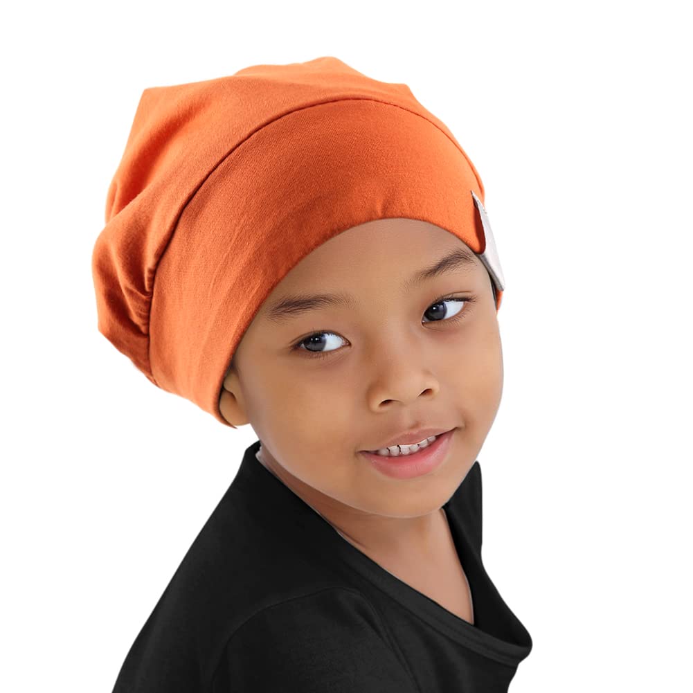 ELIHAIR Kids Beanie Sleep Hats Bonnet for Night Sleeping Cap Silky Lined Satin Bonnet with Adjustabl