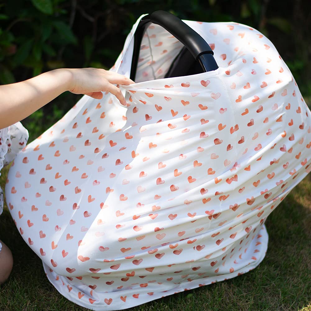 Hooyax Baby Car Seat Cover for Boys and Girls, Infant Car Seat Canopy, Soft Stretchy Nursing Cover,