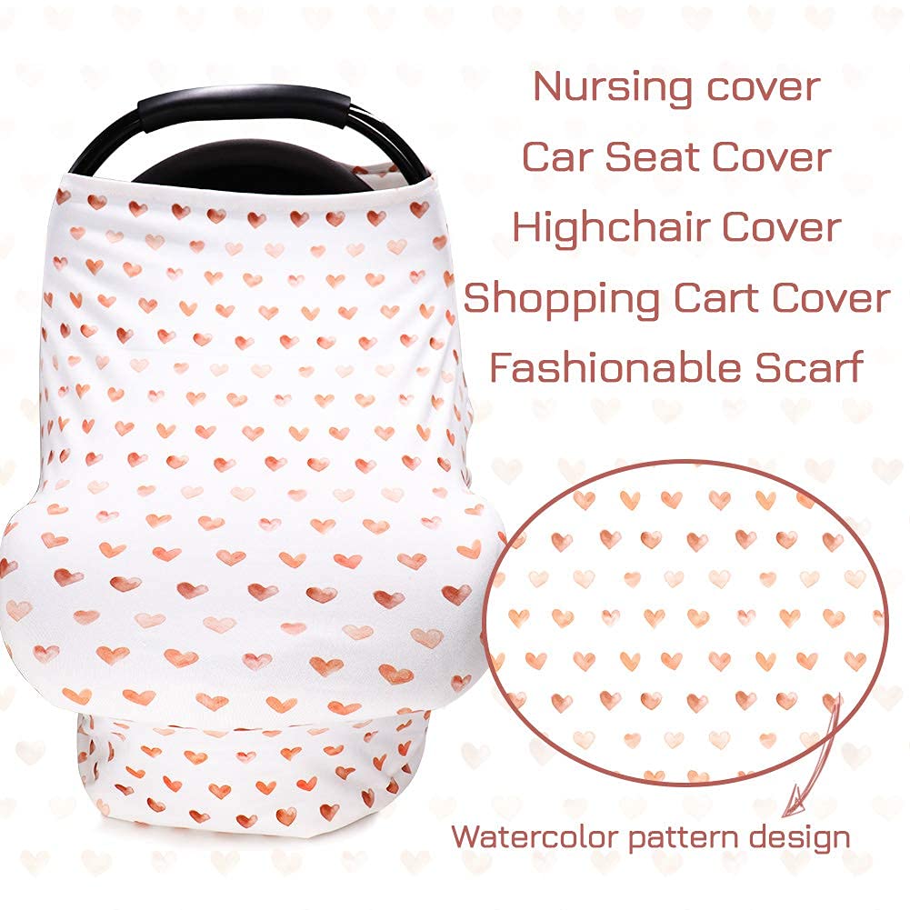 Hooyax Baby Car Seat Cover for Boys and Girls, Infant Car Seat Canopy, Soft Stretchy Nursing Cover,