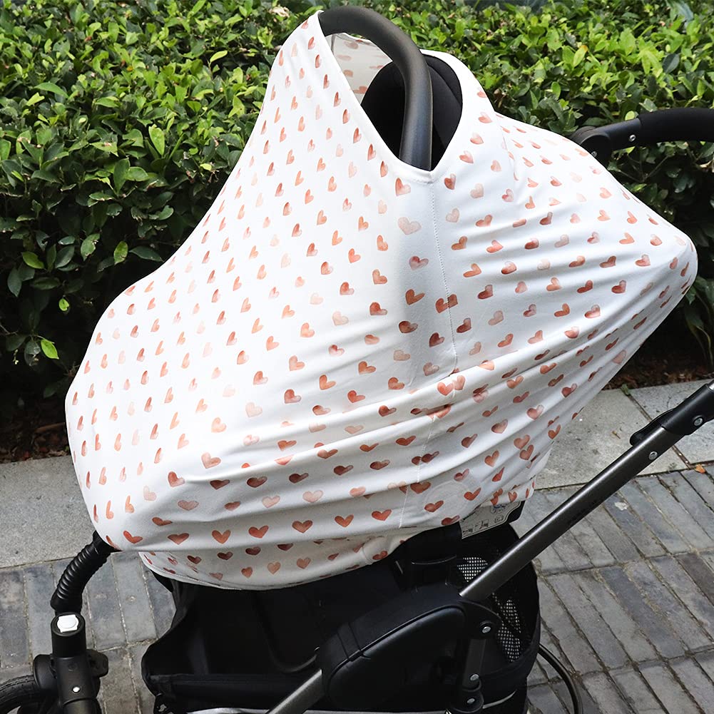 Hooyax Baby Car Seat Cover for Boys and Girls, Infant Car Seat Canopy, Soft Stretchy Nursing Cover,