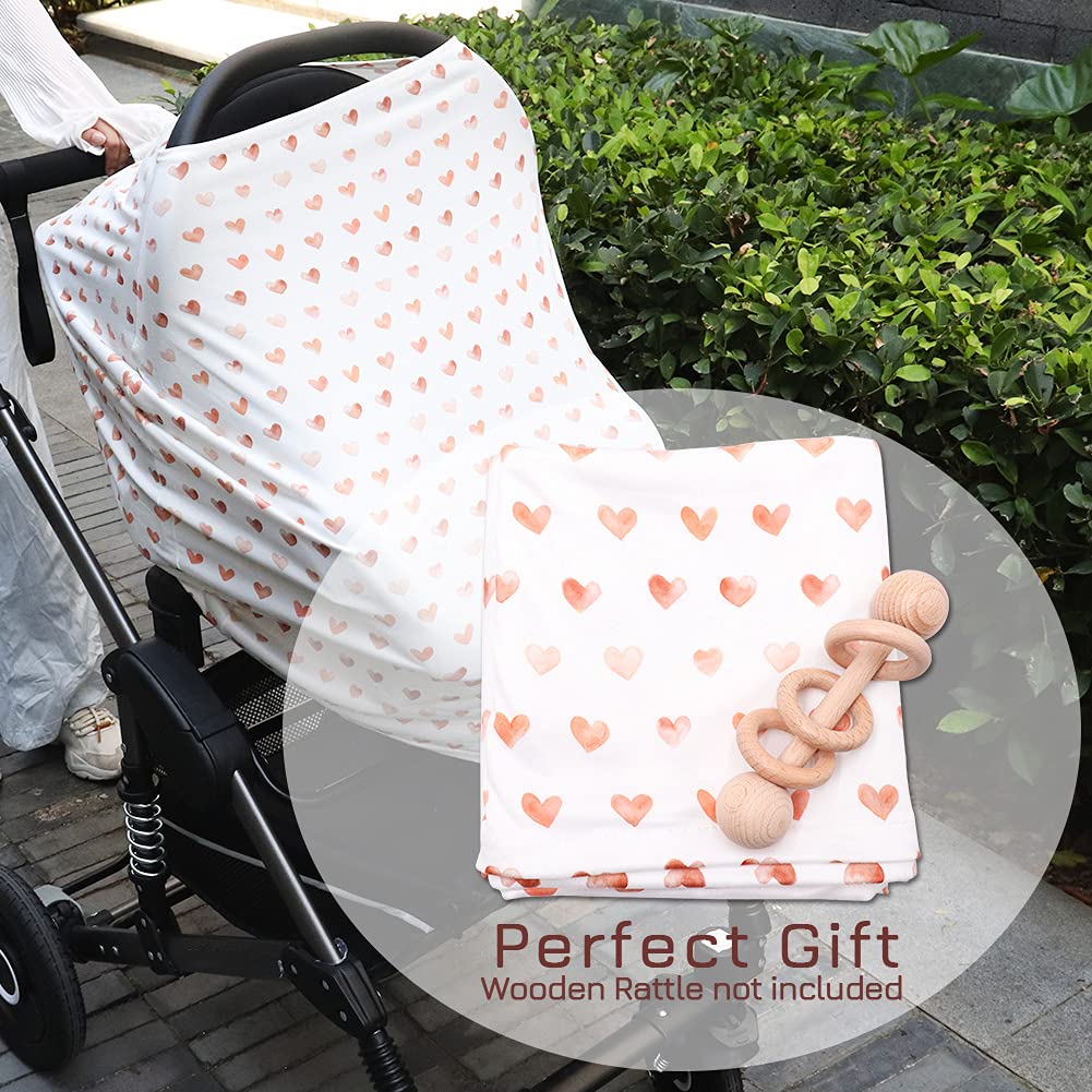 Hooyax Baby Car Seat Cover for Boys and Girls, Infant Car Seat Canopy, Soft Stretchy Nursing Cover,