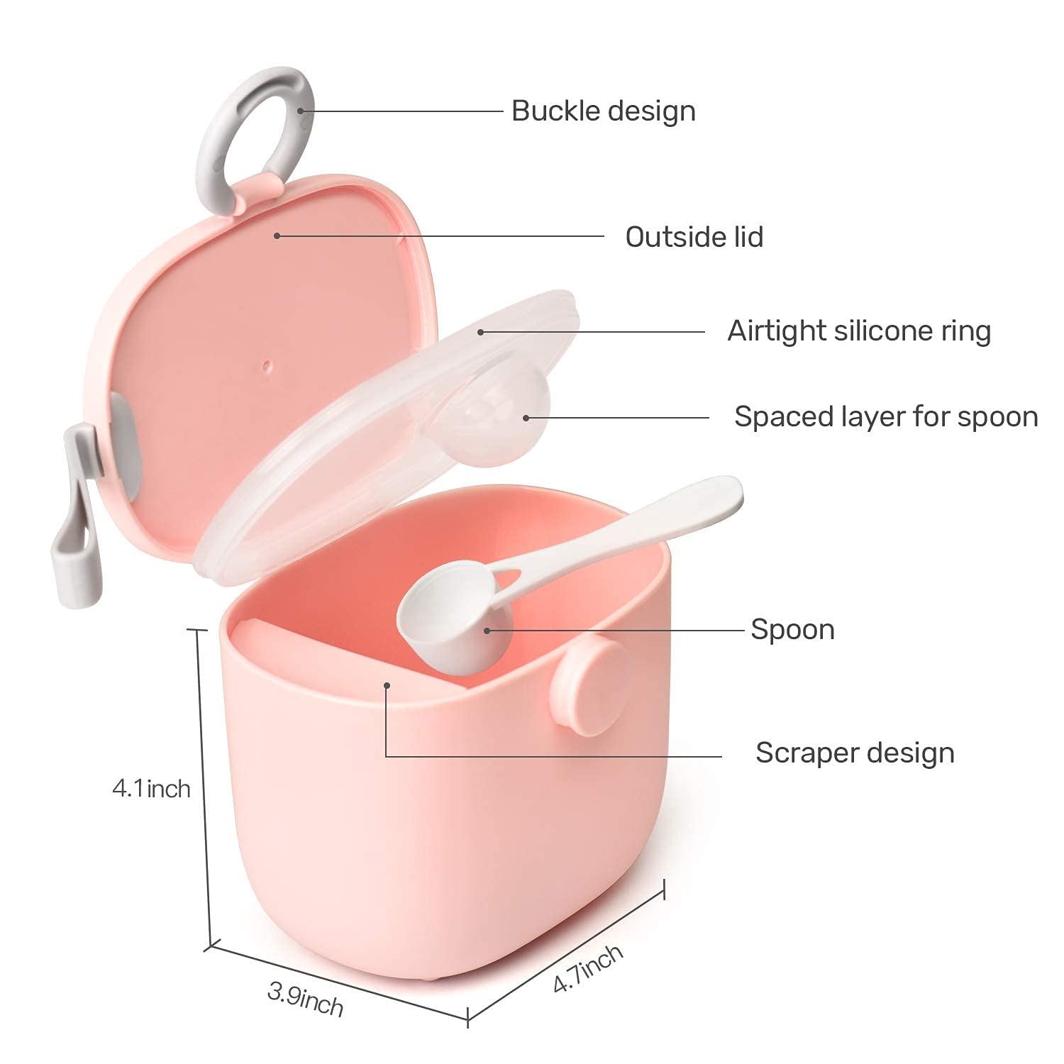 NCVI Baby Formula Dispenser with Scoop,16oz Milk Powder Dispenser Container Food Storage, Candy Frui