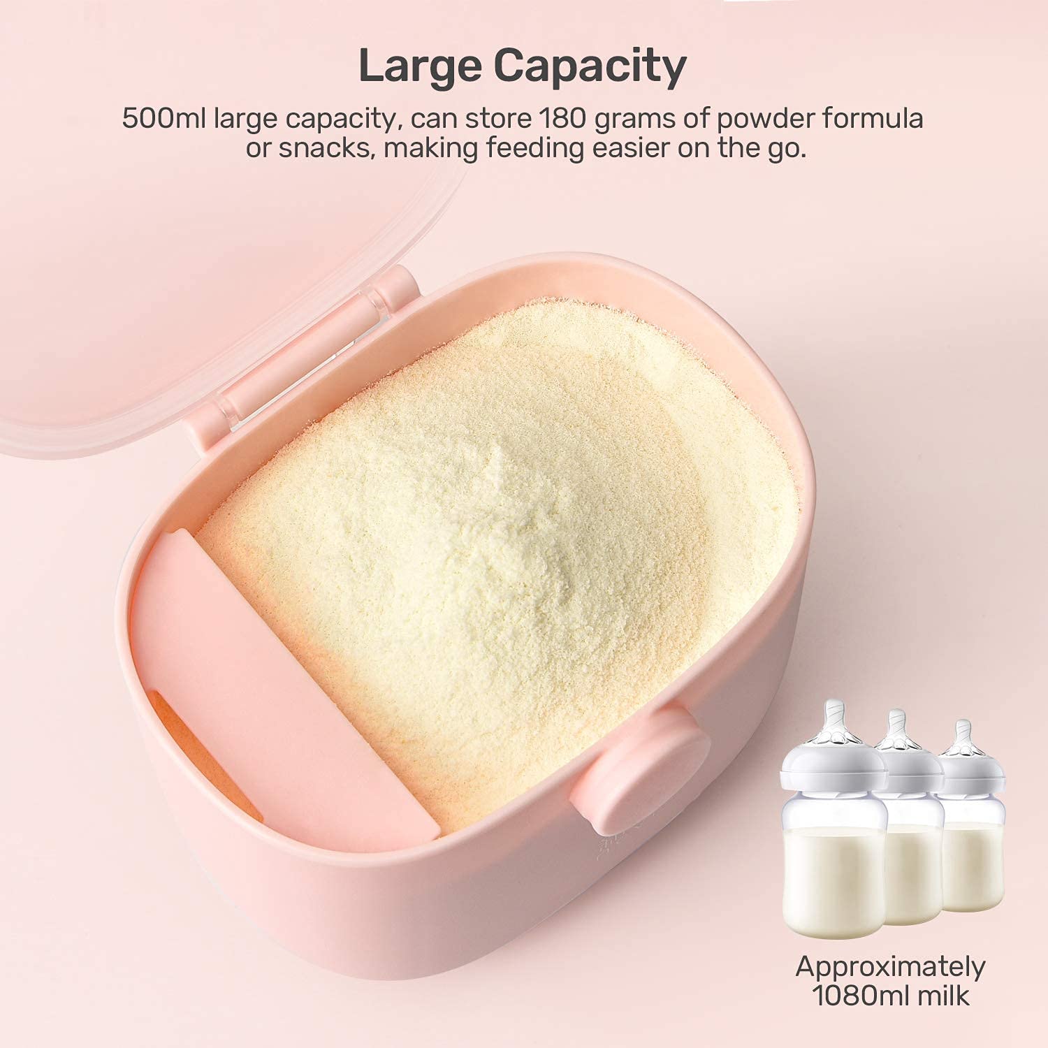 NCVI Baby Formula Dispenser with Scoop,16oz Milk Powder Dispenser Container Food Storage, Candy Frui