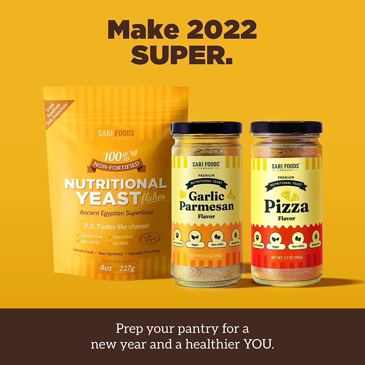 Non Fortified Nutritional Yeast Flakes, Whole Foods Based Protein Powder, Vegan, Gluten Free, Vitami