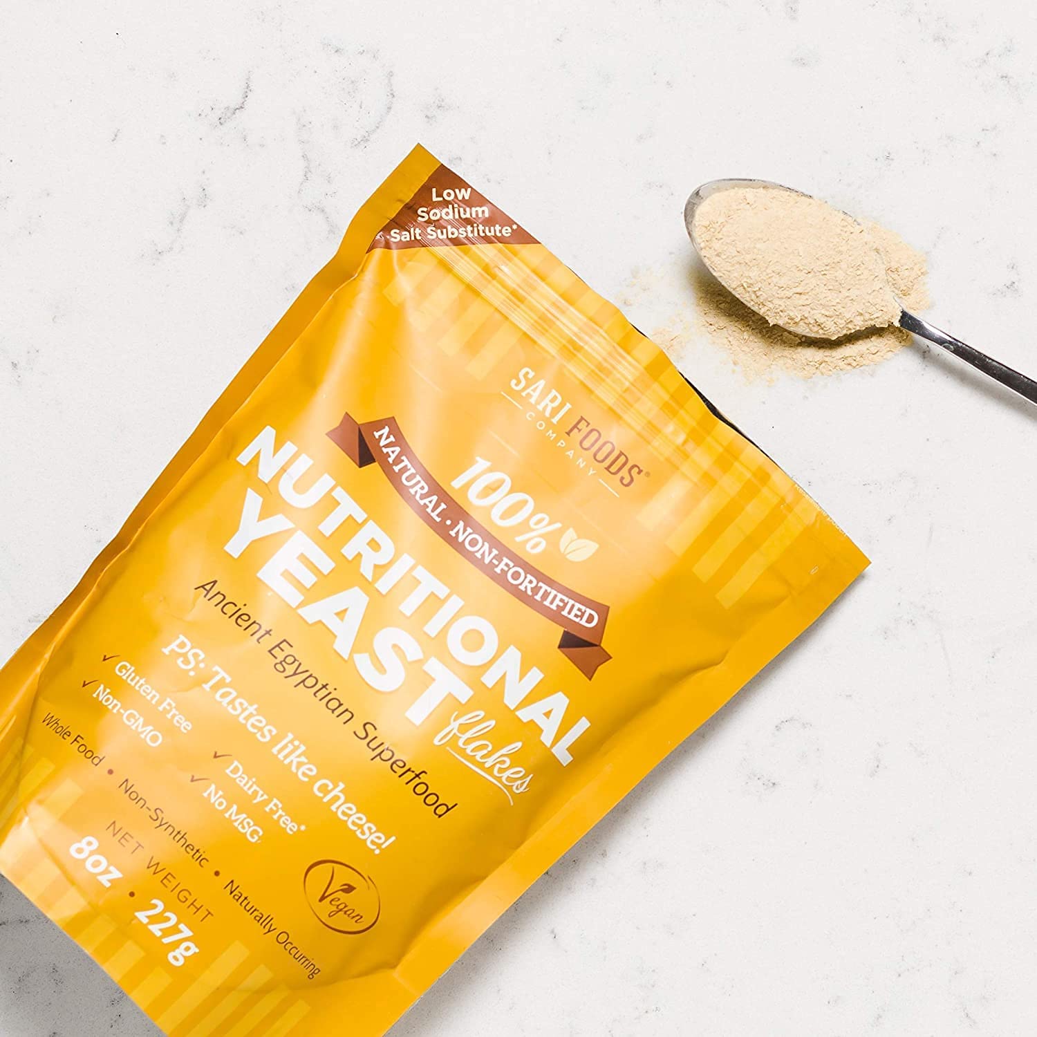 Non Fortified Nutritional Yeast Flakes, Whole Foods Based Protein Powder, Vegan, Gluten Free, Vitami