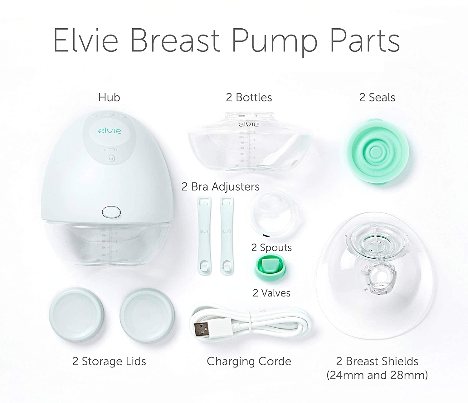 Elvie Pump Breast Shield - 24mm | 2 Pack Nipple Shield Flange for Pumping Breast Milk | Breast Feedi