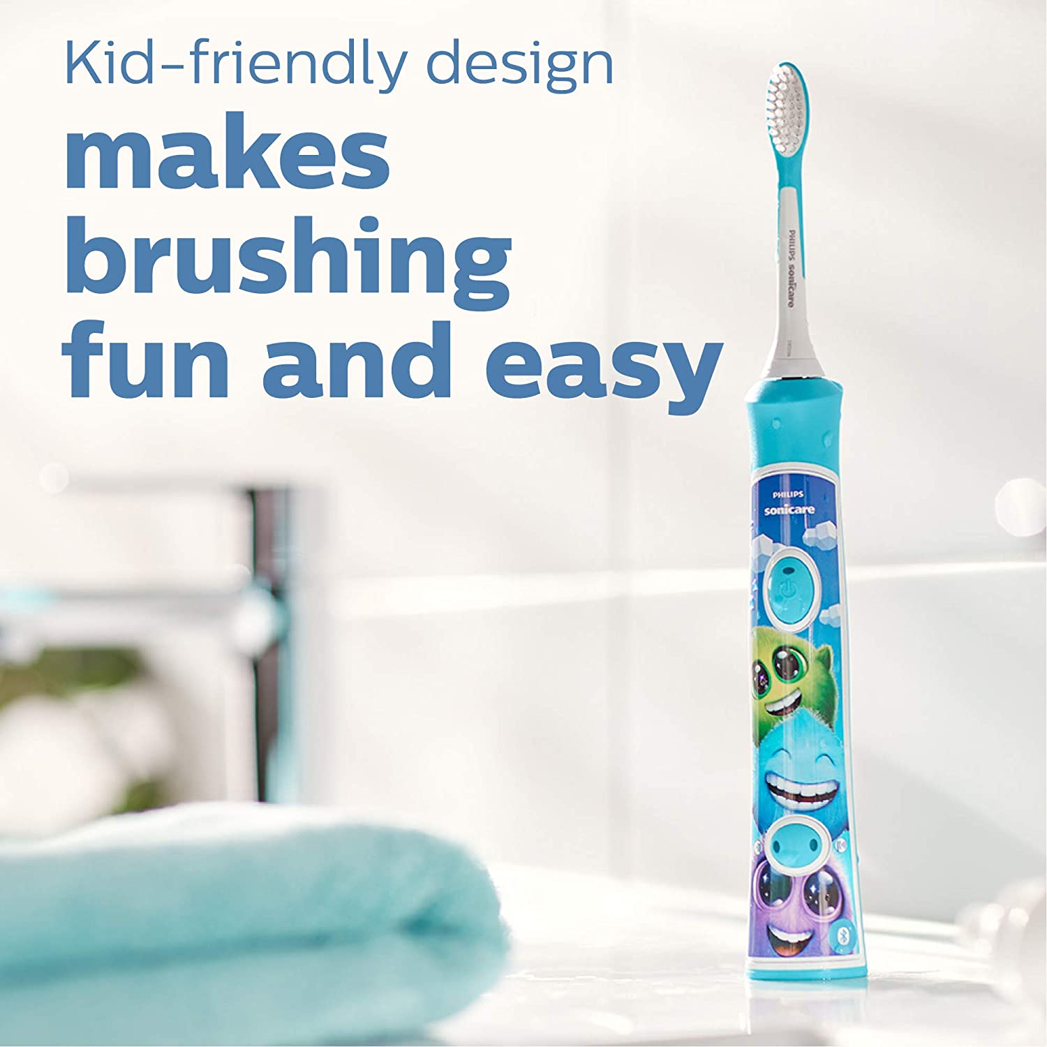 Philips Sonicare for Kids 7+ Genuine Replacement Toothbrush Heads, 2 Brush Heads, Turquoise and Whit