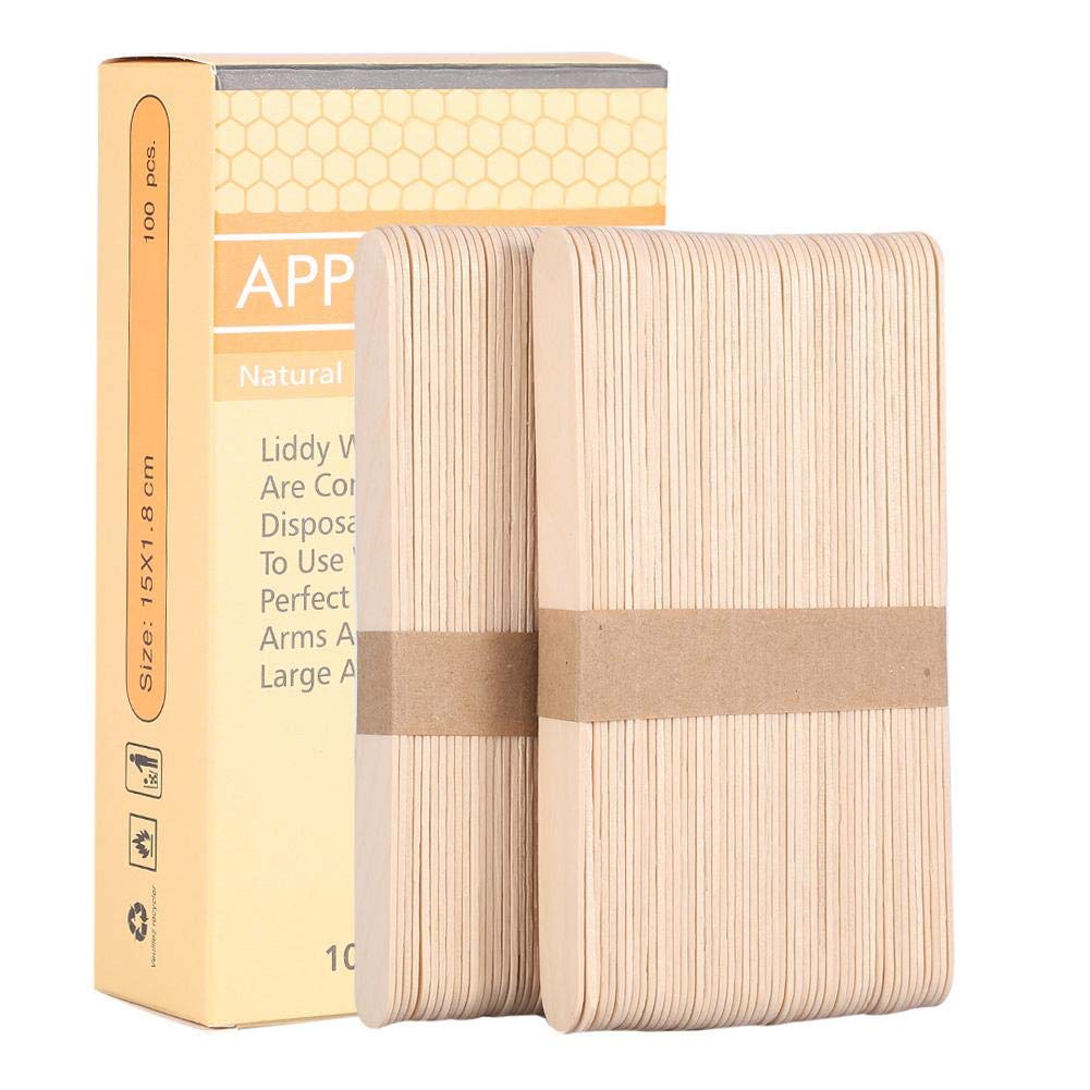Waxing Stick, 100Pcs/Box Wooden Waxing Stick Spatula Applicator Wax Tongue Depressor
