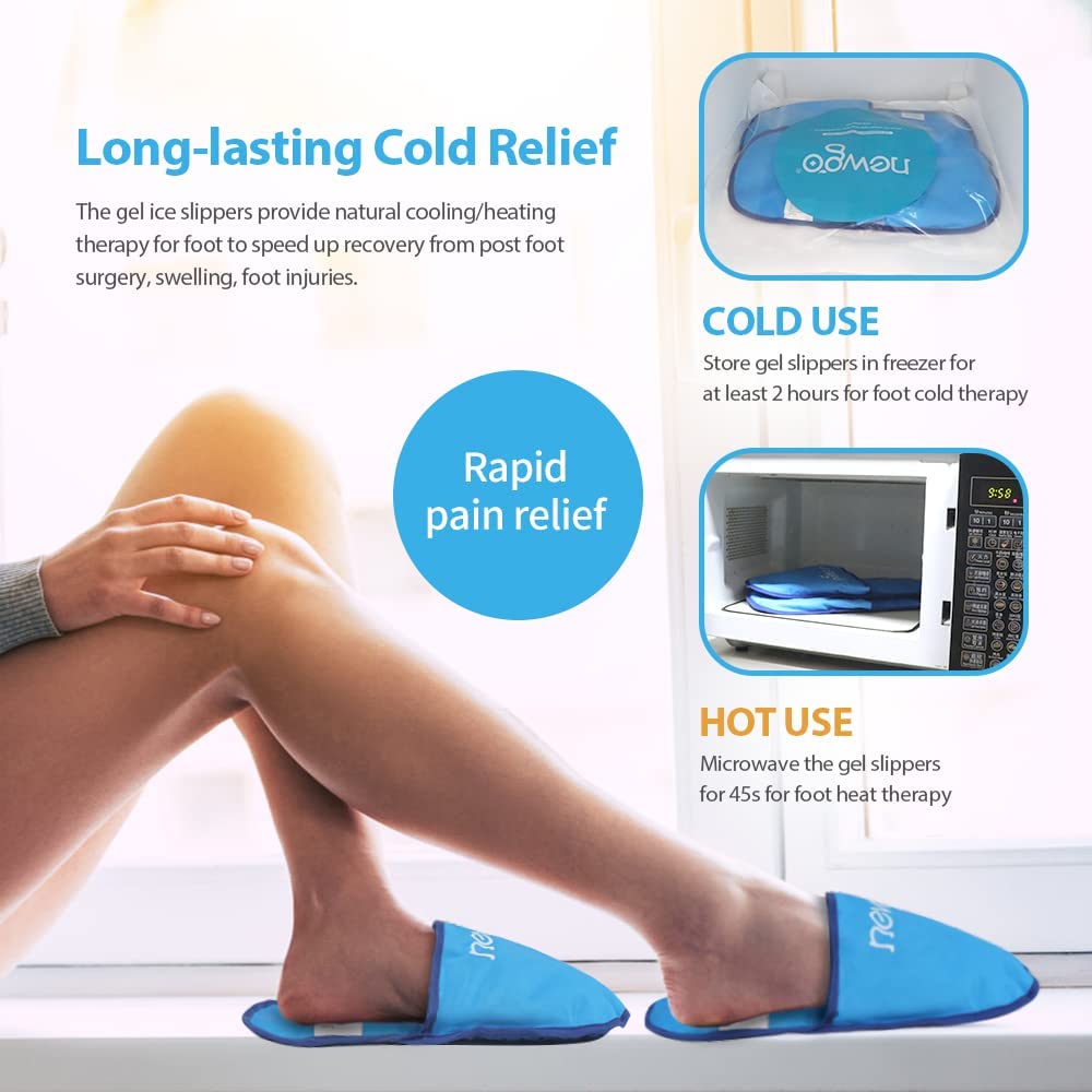 NEWGO Foot Ice Pack Slippers for Swollen and Painful Feet, 2 Pack Ice Therapy Gel Ice Slippers for N