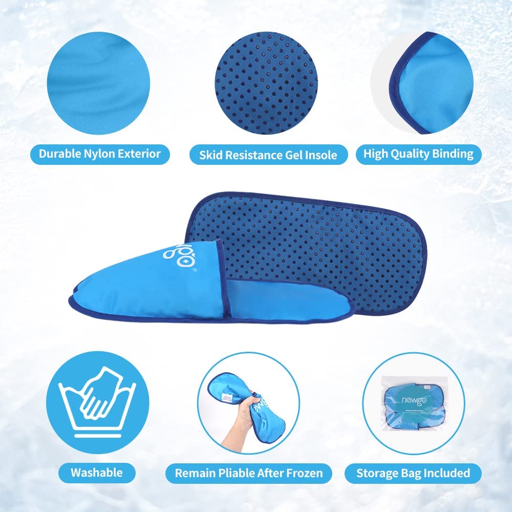 NEWGO Foot Ice Pack Slippers for Swollen and Painful Feet, 2 Pack Ice Therapy Gel Ice Slippers for N