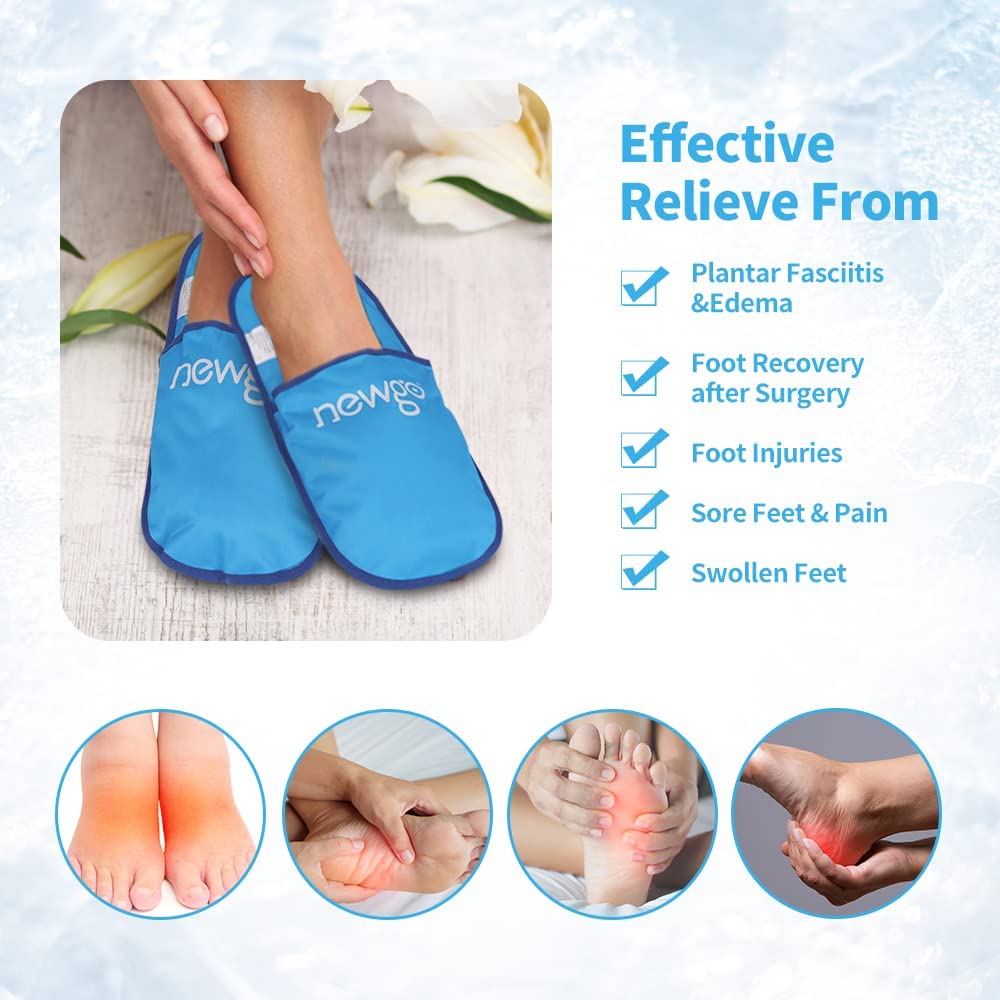 NEWGO Foot Ice Pack Slippers for Swollen and Painful Feet, 2 Pack Ice Therapy Gel Ice Slippers for N