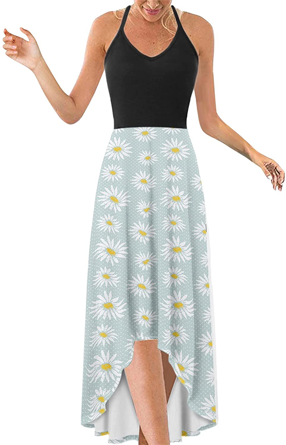 WYTong Womens V Neck Swing Dress Casual Summer Beach Dresses Elegant Irregular Party Dress Strap Dre