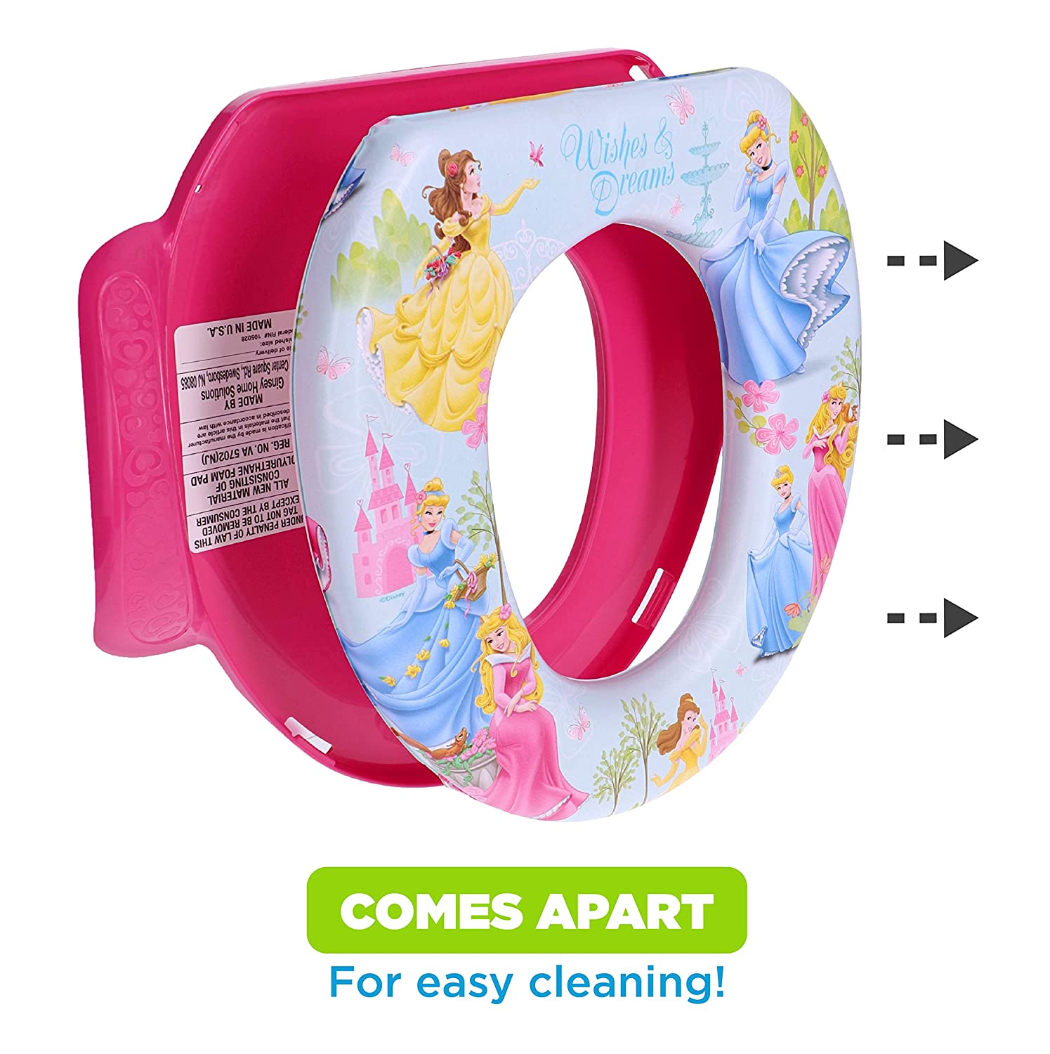 Disney Princess Kid's Toilet Training Combo Kit - Contour Step Stool & Soft Potty Seat, Pink, 2-Piec