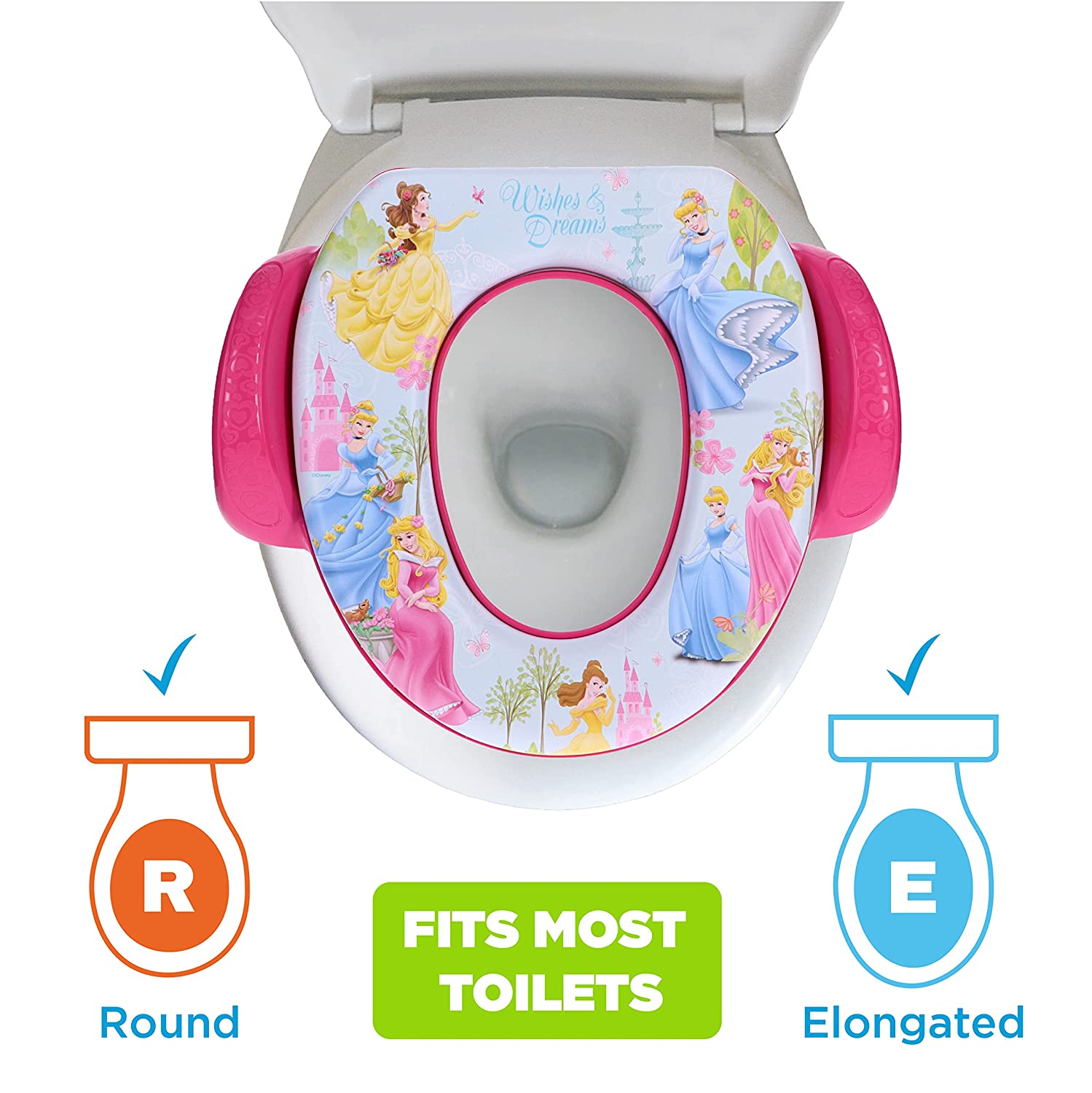 Disney Princess Kid's Toilet Training Combo Kit - Contour Step Stool & Soft Potty Seat, Pink, 2-Piec