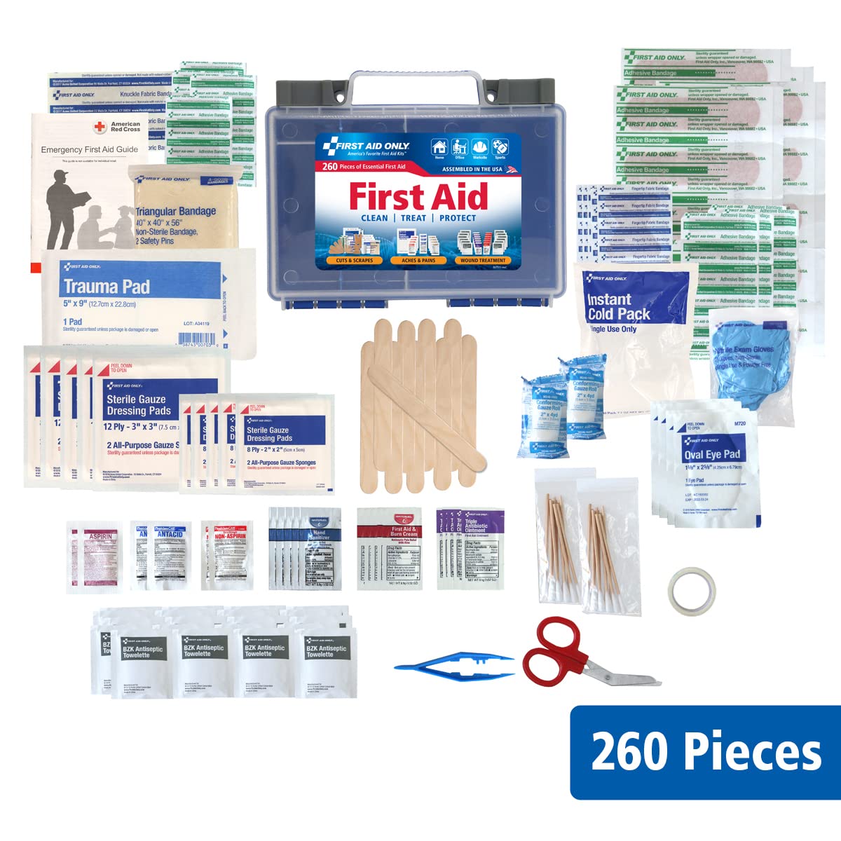 First Aid Only 260 Piece All-Purpose First Aid Kit, OSHA Compliant