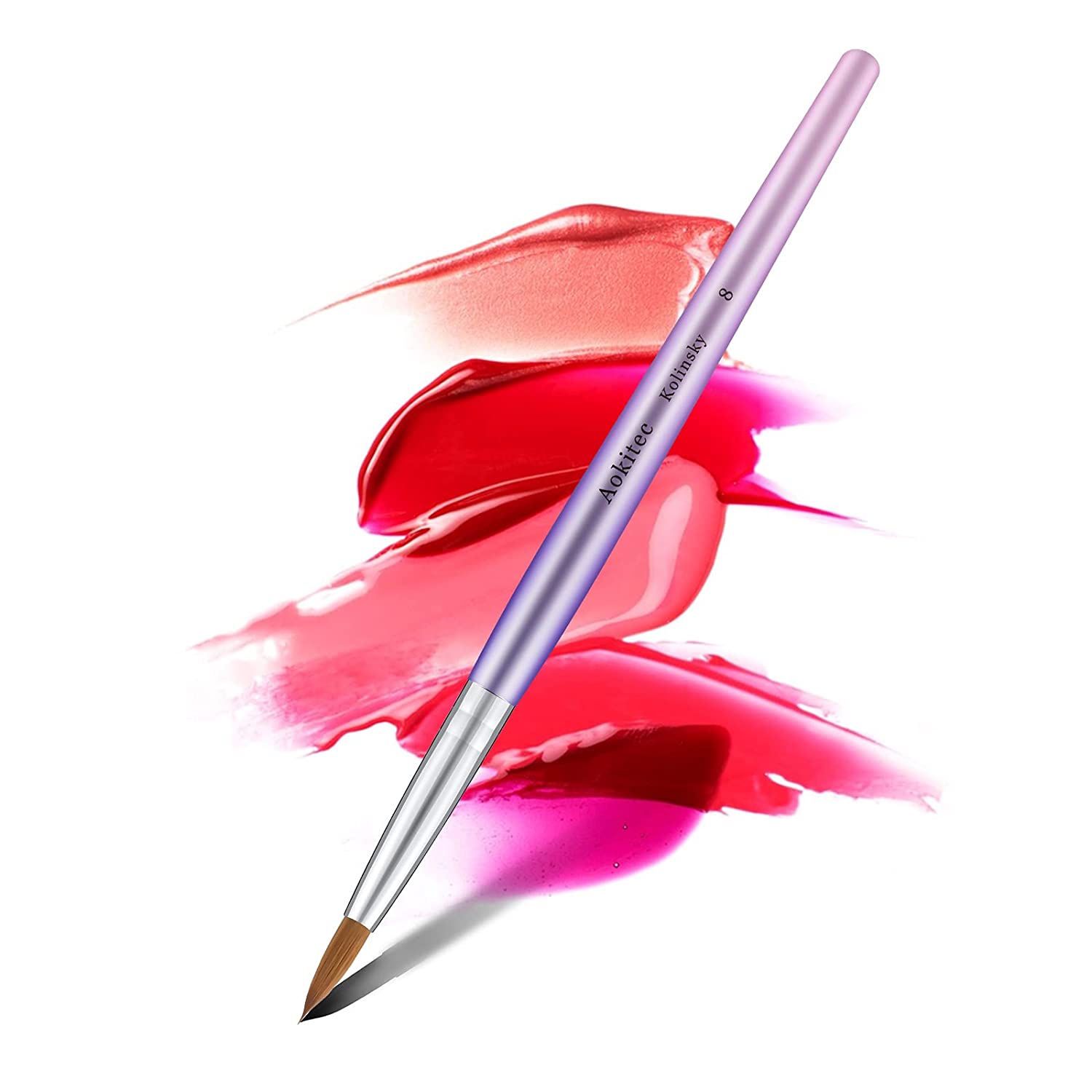 Acrylic Nail Brush for Acrylic Powder, 8# Aokitec Nail Brush for Acrylic Application, 100% Oval Koli