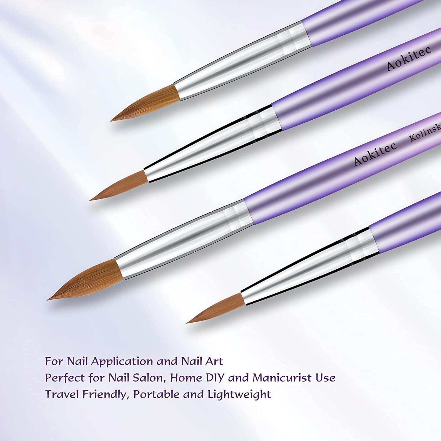 Acrylic Nail Brush for Acrylic Powder, 8# Aokitec Nail Brush for Acrylic Application, 100% Oval Koli