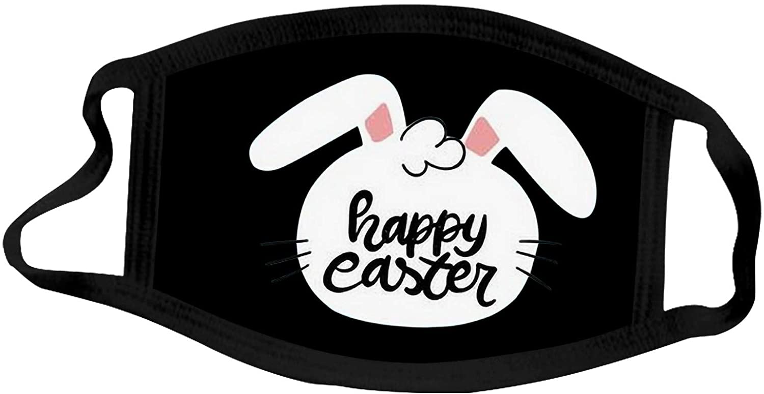 Homebaby 2/4Pcs Adults Easter Reusable Face_Masks Lightweight Face Covering,Cute Bunny Eggs Print Fa