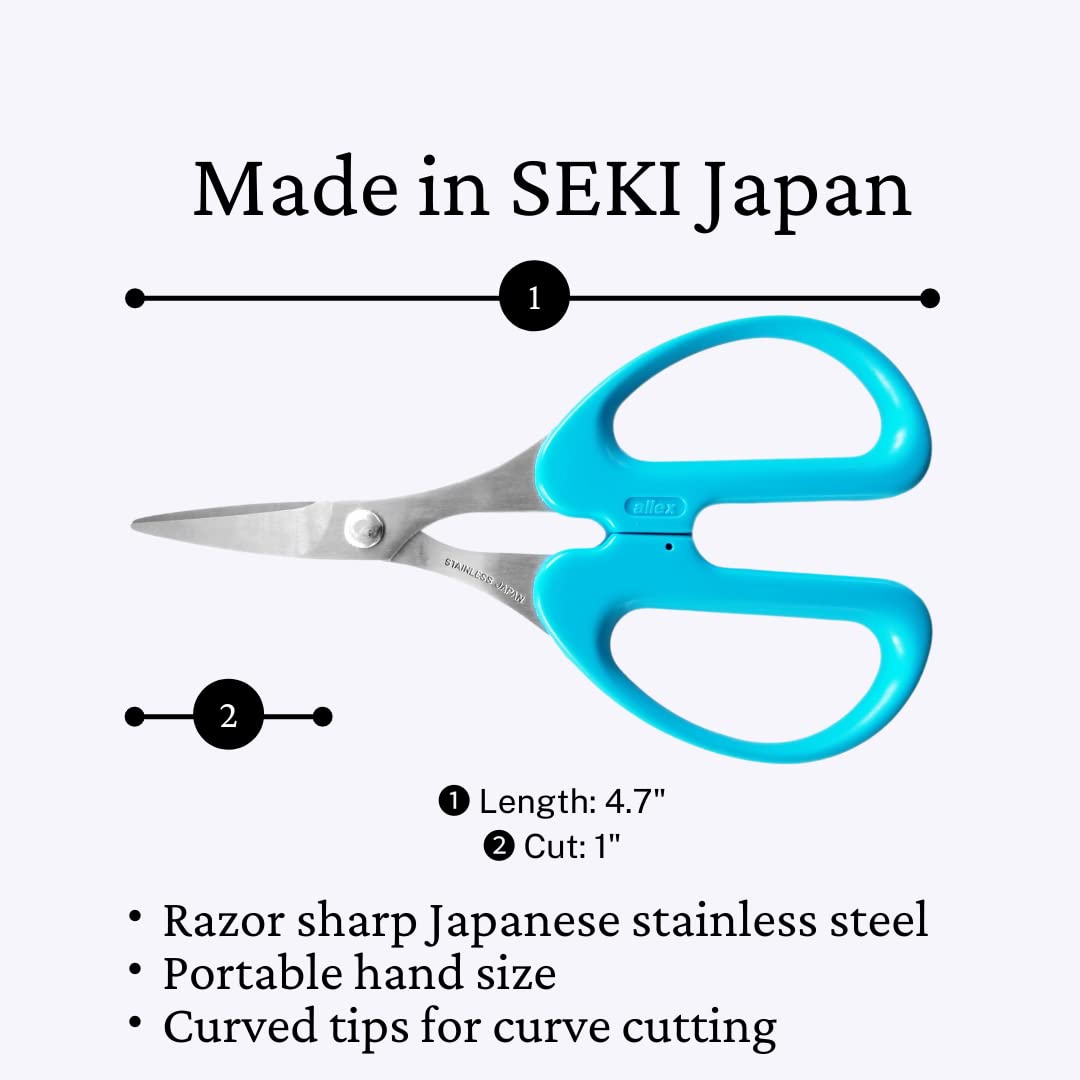 ALLEX Ostomy Scissors Curved Blunt Tips, Razor Japanese Stainless Steel Blade Precision Ostomy Wafer
