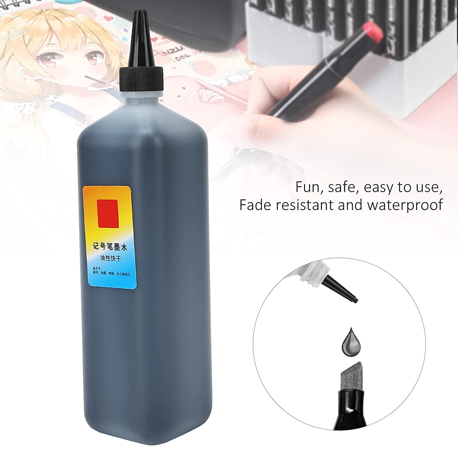 Marker Refill Ink Color Permanent stamp ink Poster Pen Replenishing Liquid Art Craft Supplies for Te