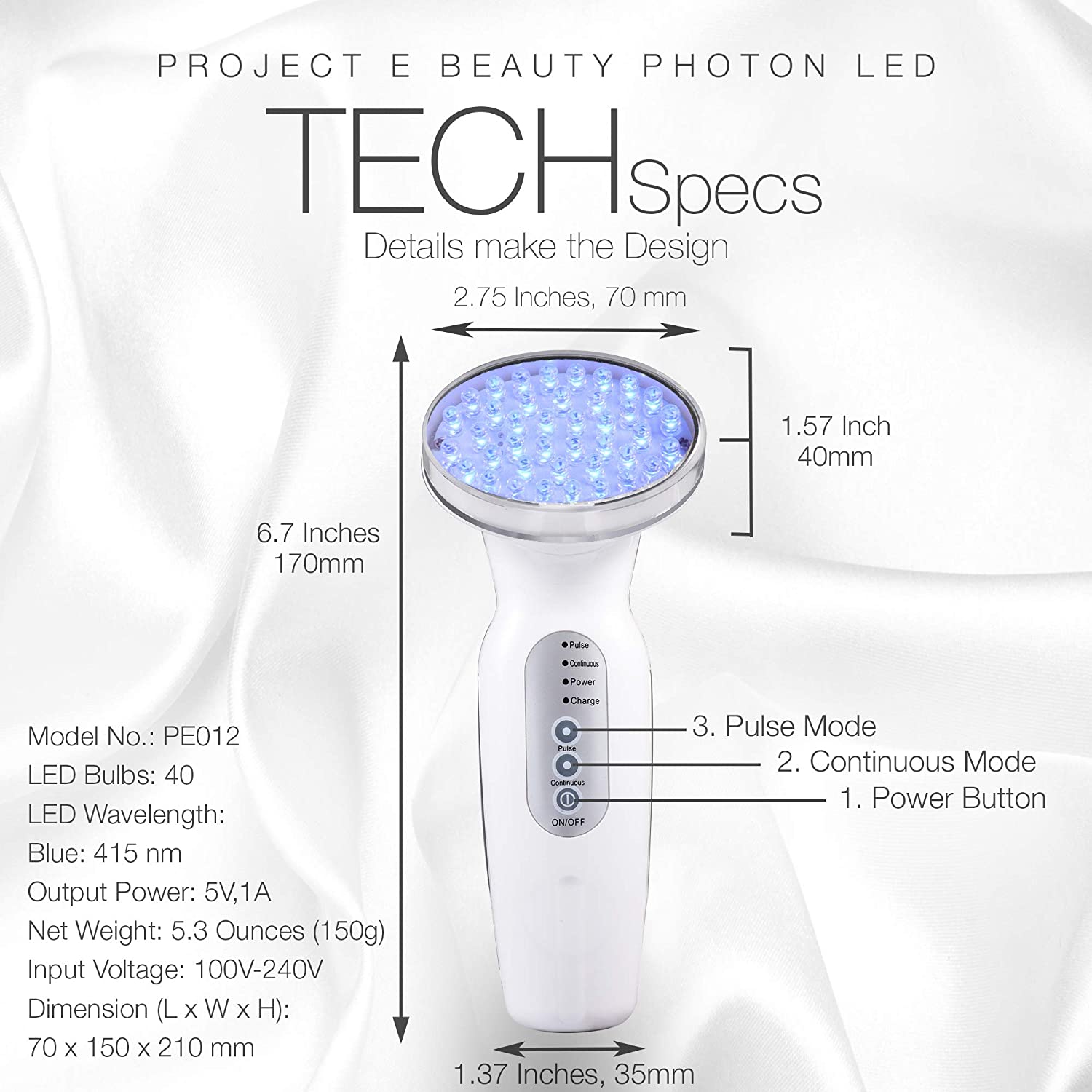 Project E Beauty LumaGlow LED Red & Blue Light Therapy | FDA Cleared Ultra Photon Skin Rejuvenation 