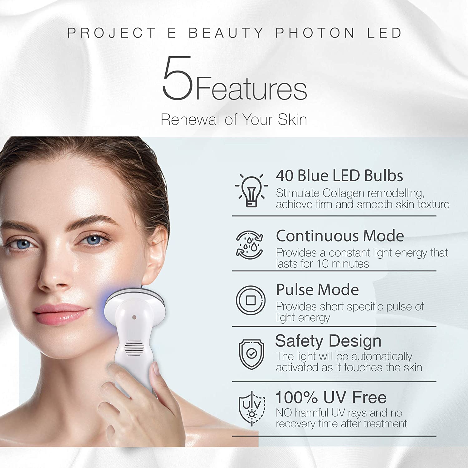 Project E Beauty LumaGlow LED Red & Blue Light Therapy | FDA Cleared Ultra Photon Skin Rejuvenation 