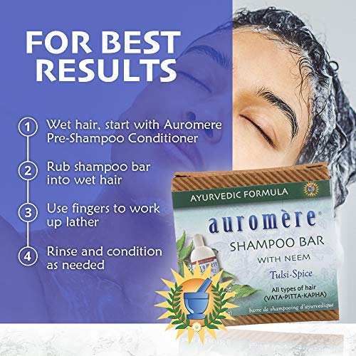 Auromere Ayurvedic Shampoo Bar - Eco Friendly, Handmade, Vegan, Cruelty Free, Natural, Non GMO, All 