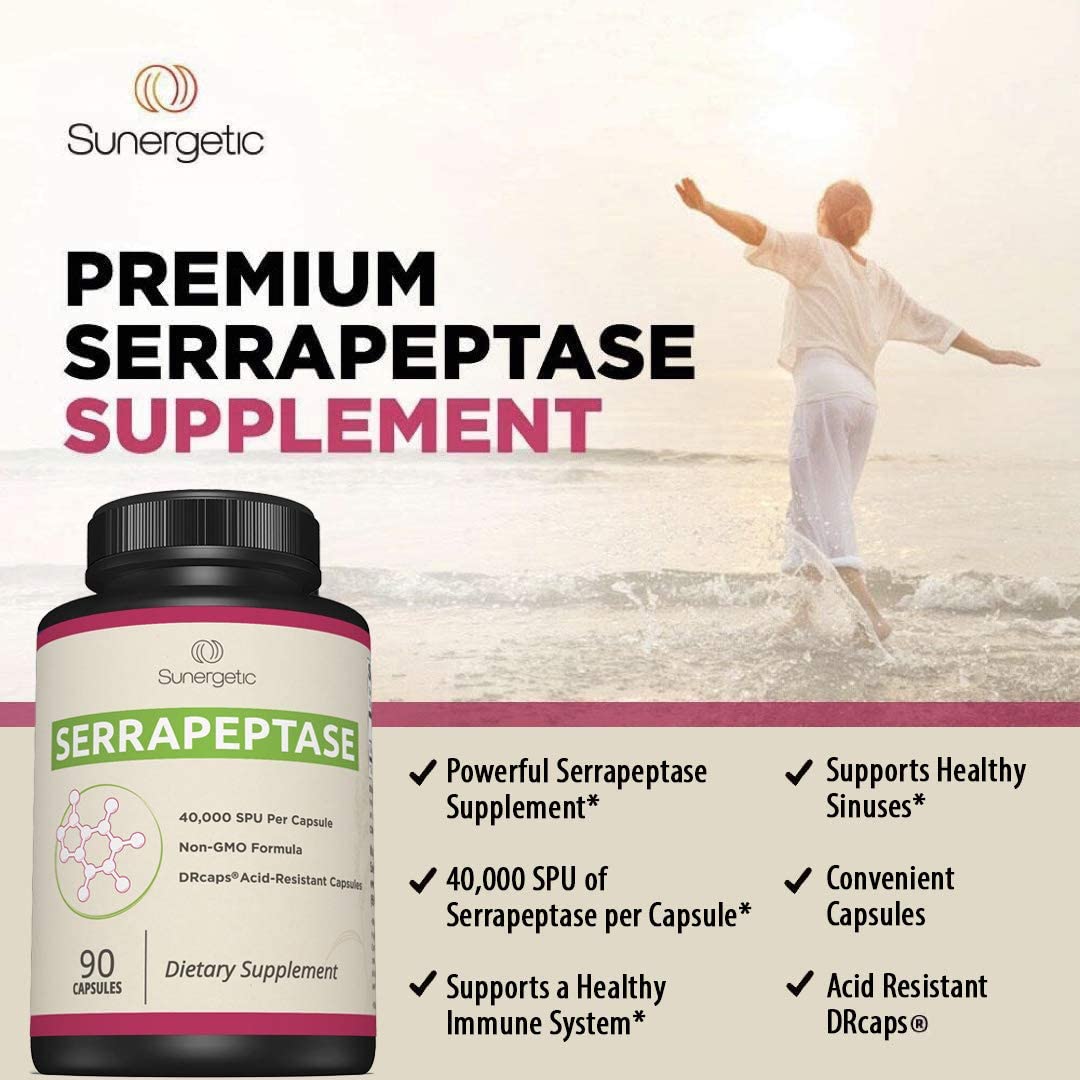 Premium Serrapeptase Enzyme Supplement – Helps Support Sinus Health – Powerful Serrapeptase Enzy