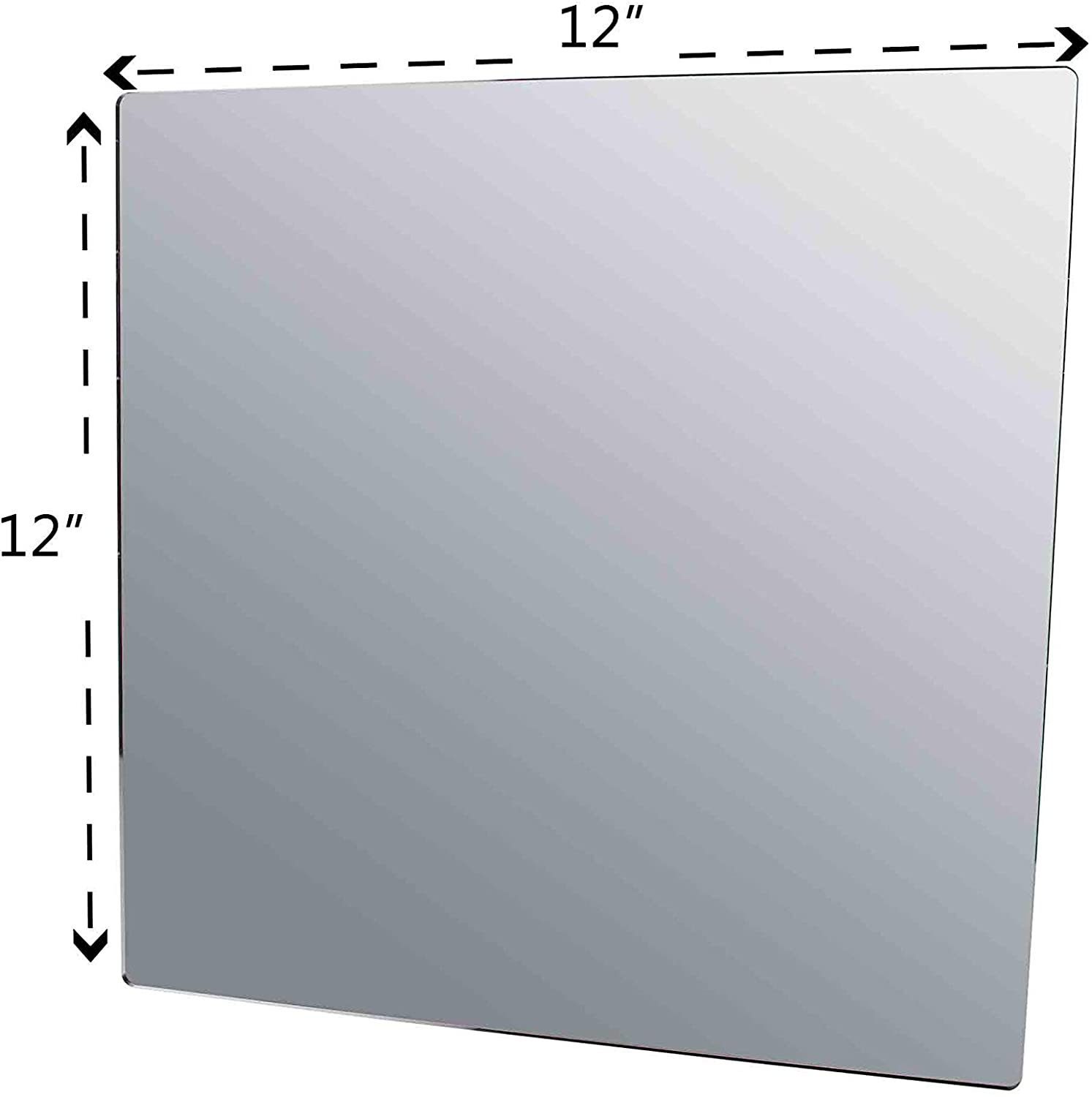 Marketing Holders 12”W Sheet Mirror w/Rounded Corners DIY Wall Decor Vanity Home Architectural Des