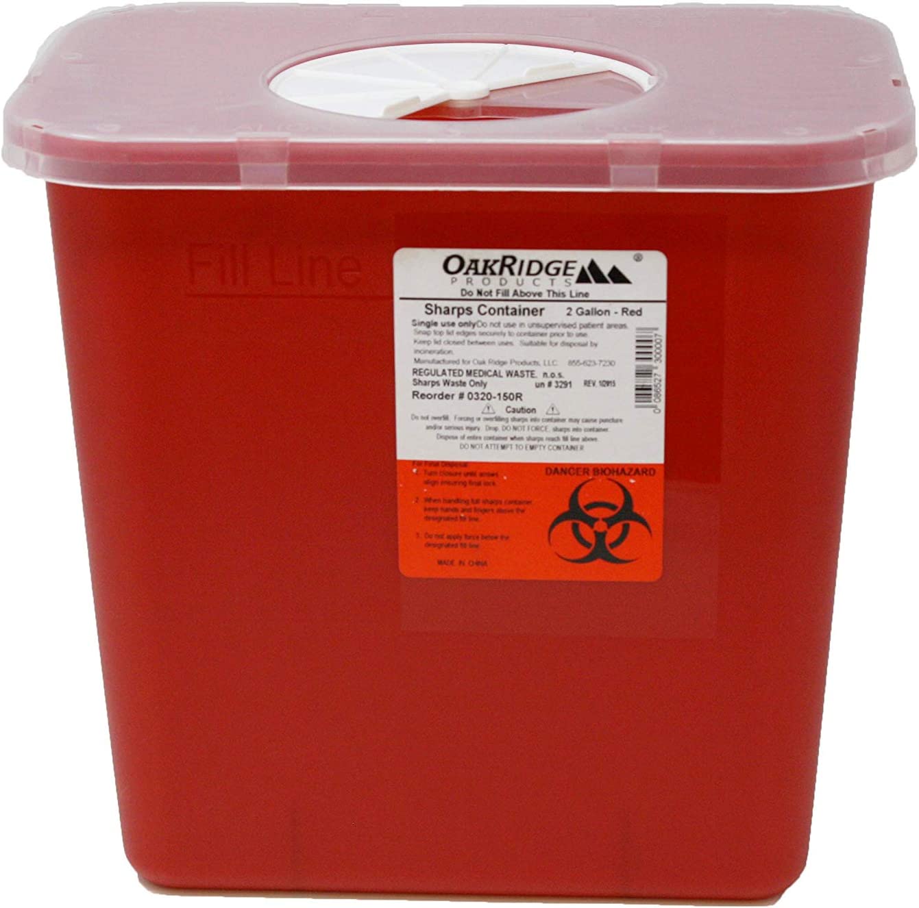 Oakridge 2 Gallon Size | Sharps and Biohazard Waste Disposal Container (Pack of 2)