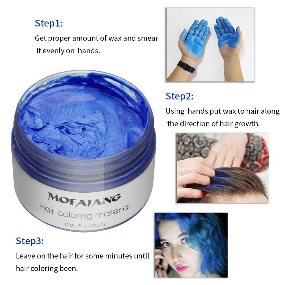 Mofajang Hair Wax Dye Styling Cream Mud, Natural Hairstyle Color Pomade, Washable Temporary, Gray