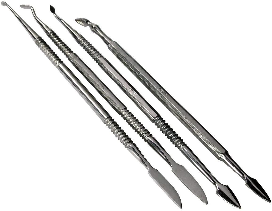 HTS 156C1 4 Pc Stainless Steel Spearhead Carver Wax & Clay Sculpting Tool Set