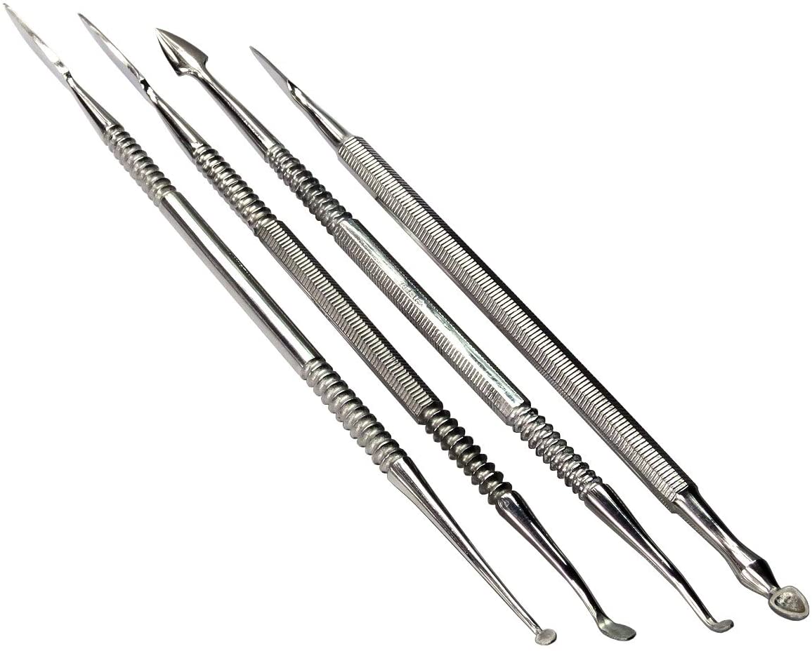 HTS 156C1 4 Pc Stainless Steel Spearhead Carver Wax & Clay Sculpting Tool Set