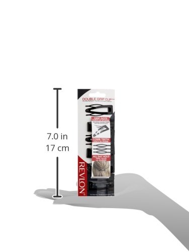 Revlon Double Grip Black Hair Clips, 6 count