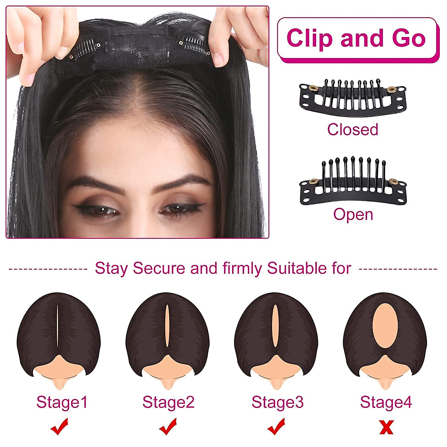 REECHO Hair Topper, Upgraded 18” Wiglets Hairpieces for Women with Thinning Hair 3 Clips in Wavy H