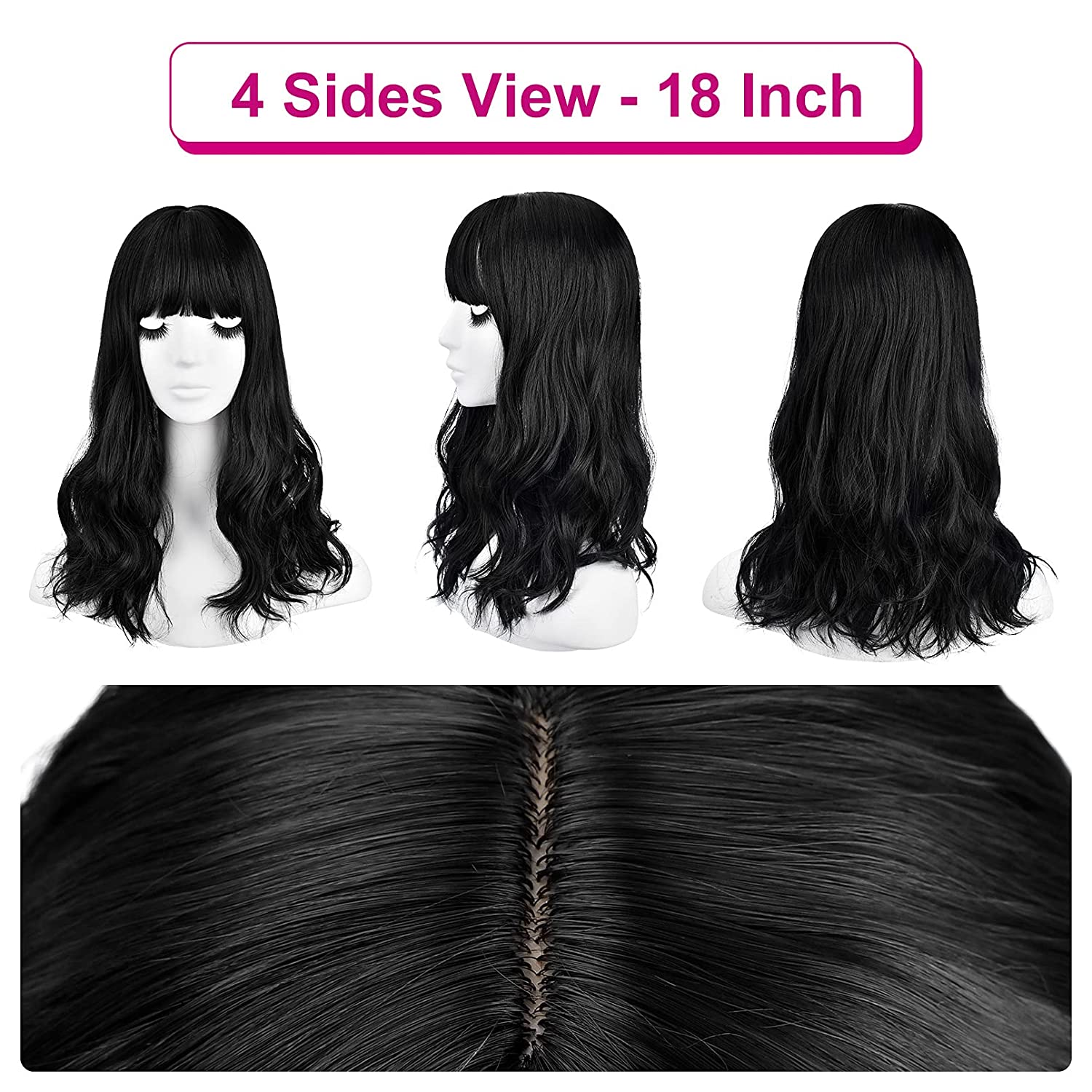 REECHO Hair Topper, Upgraded 18” Wiglets Hairpieces for Women with Thinning Hair 3 Clips in Wavy H